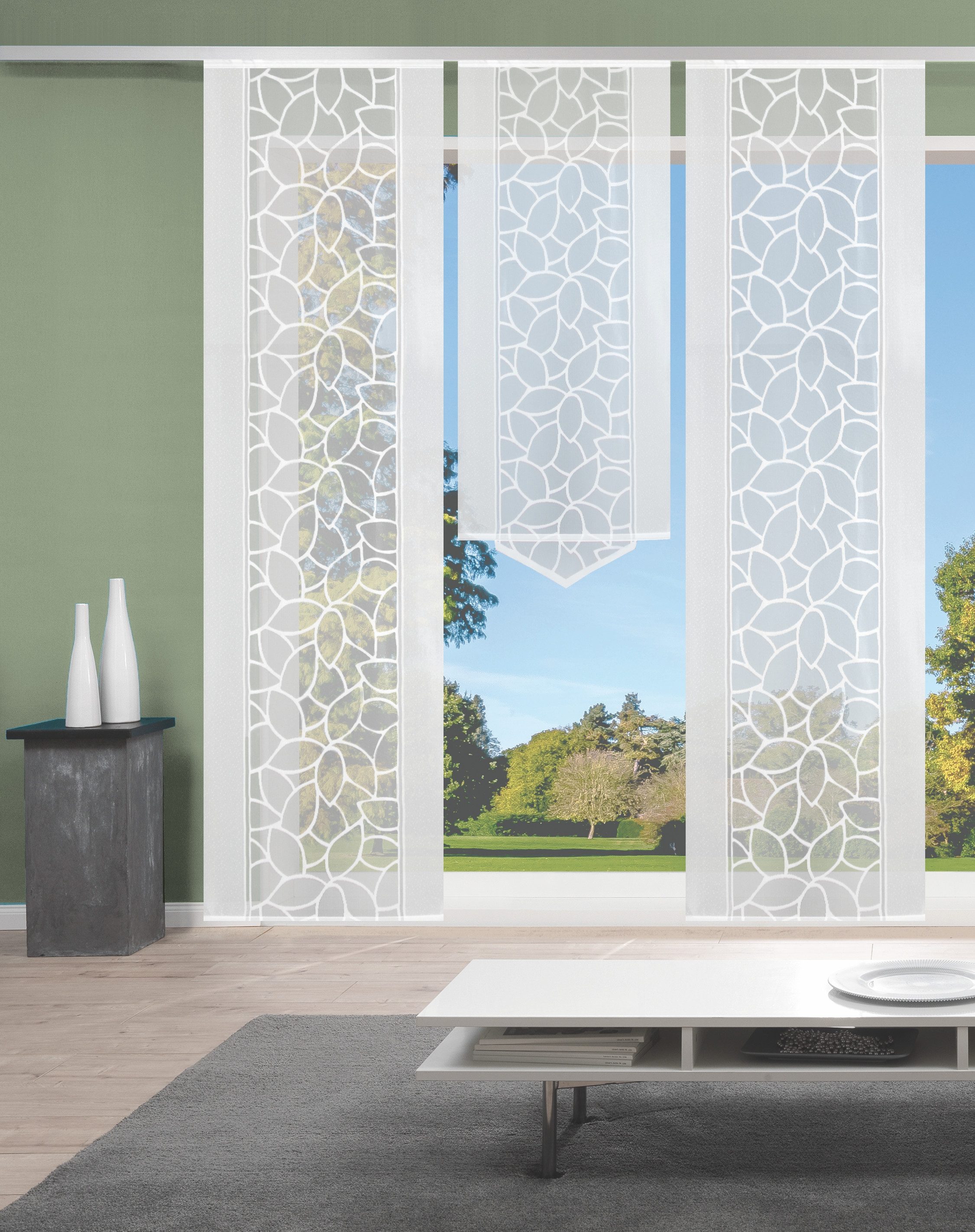 HOME WOHNIDEEN Schiebegardine JENNA (3 St), Klettband, halbtransparent, Sch günstig online kaufen