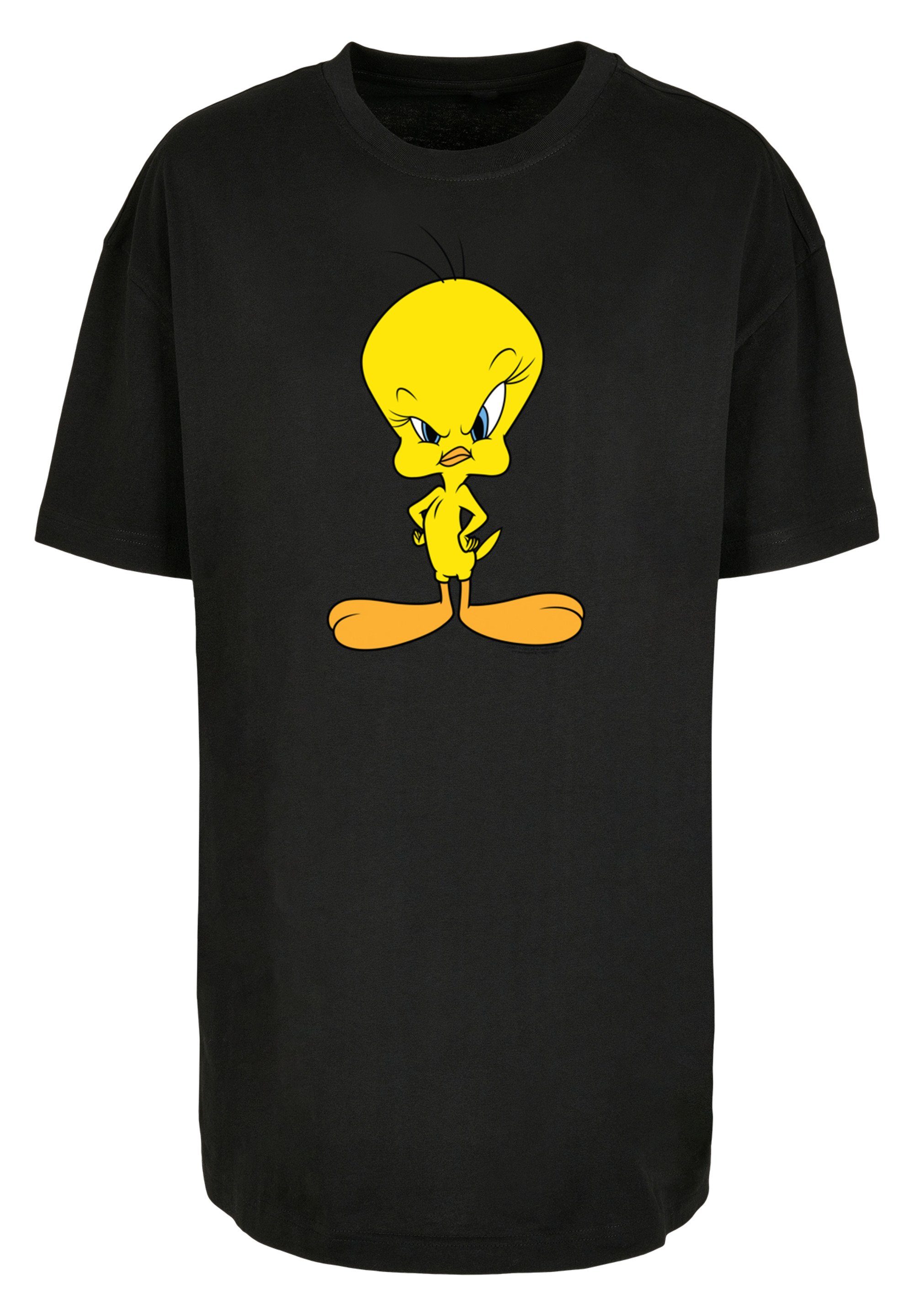 F4NT4STIC Kurzarmshirt Damen Angry Tweety -WHT with Ladies Oversized Boyfriend Tee (1-tlg) black