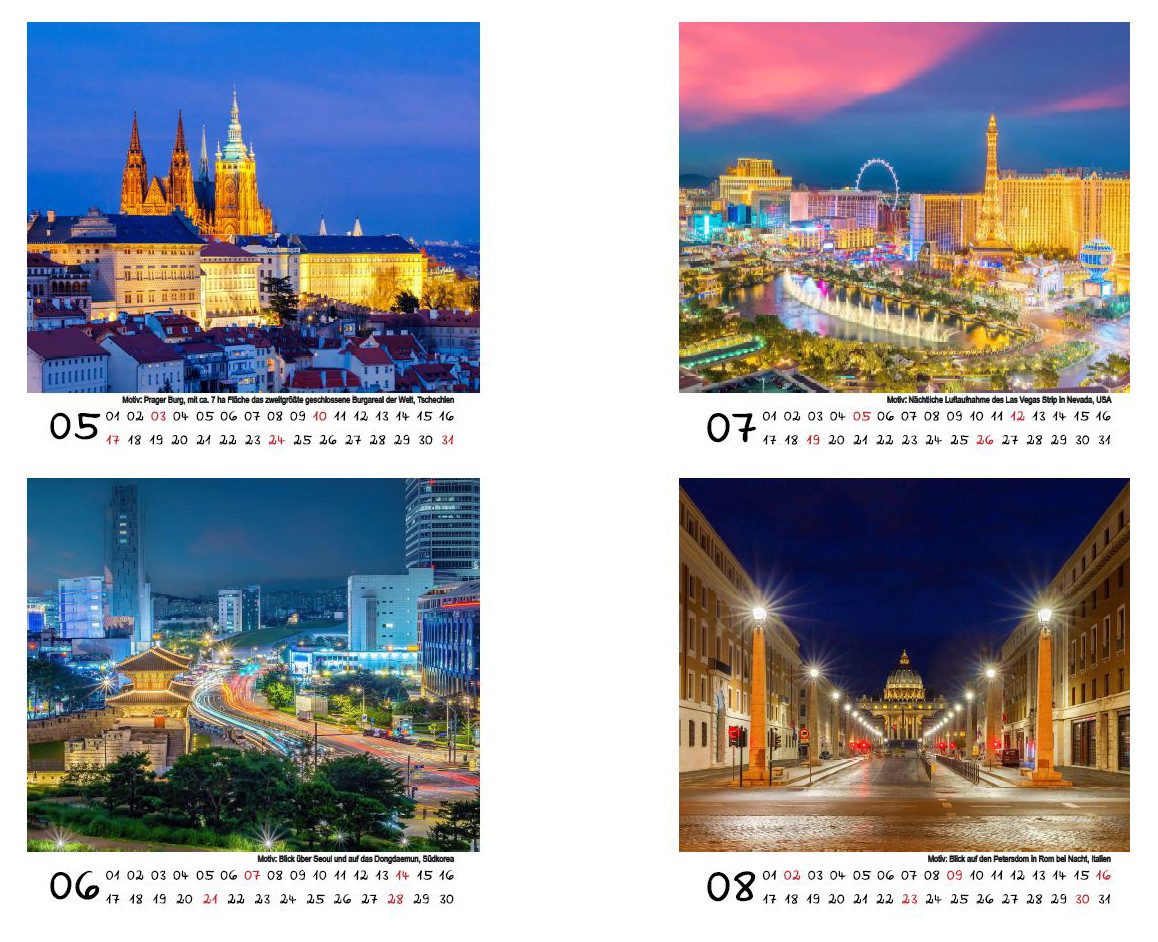 Seelenzauber Tischkalender Städtezauber City Lights Tischkalender 10cm x 10cm für 2026 Städte