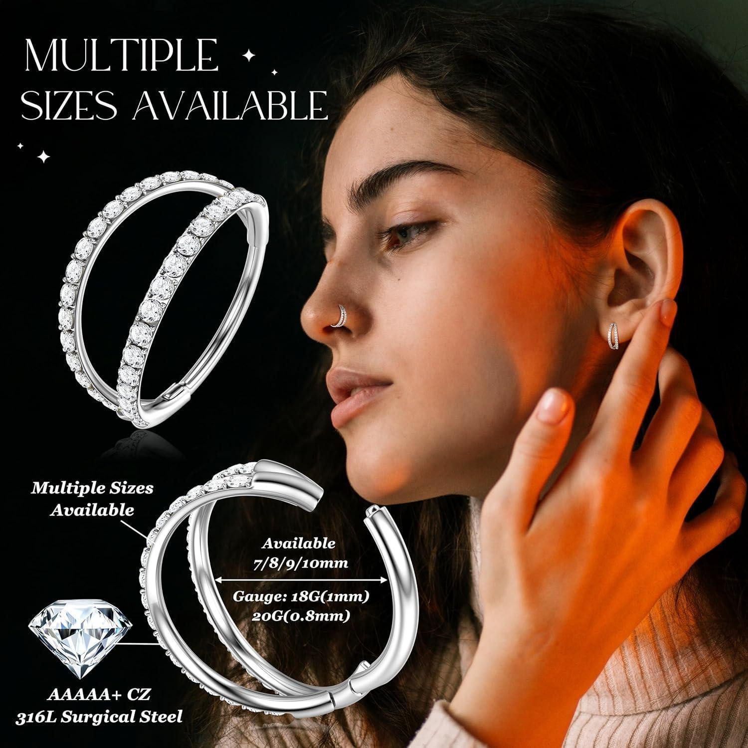 LuxusKollektion Nasenpiercing Nasenpiercing Ring CZ Nasenring Helix Piercing 18G/20G – Bild 4 von 5