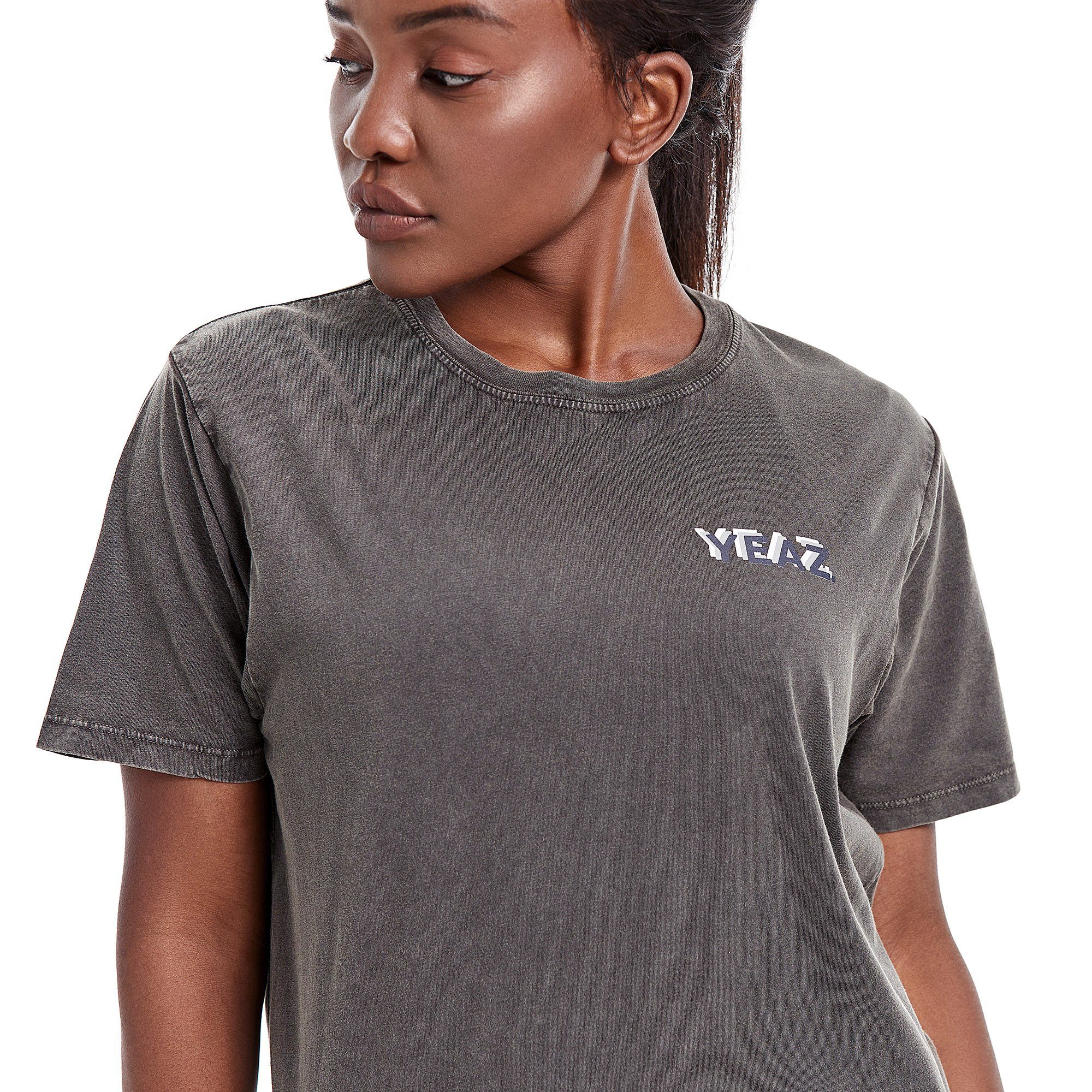 YEAZ T-Shirt CHAWLAY T-Shirt T-Shirt im Vintage Look aus hochwertigem veganem Material-Mix