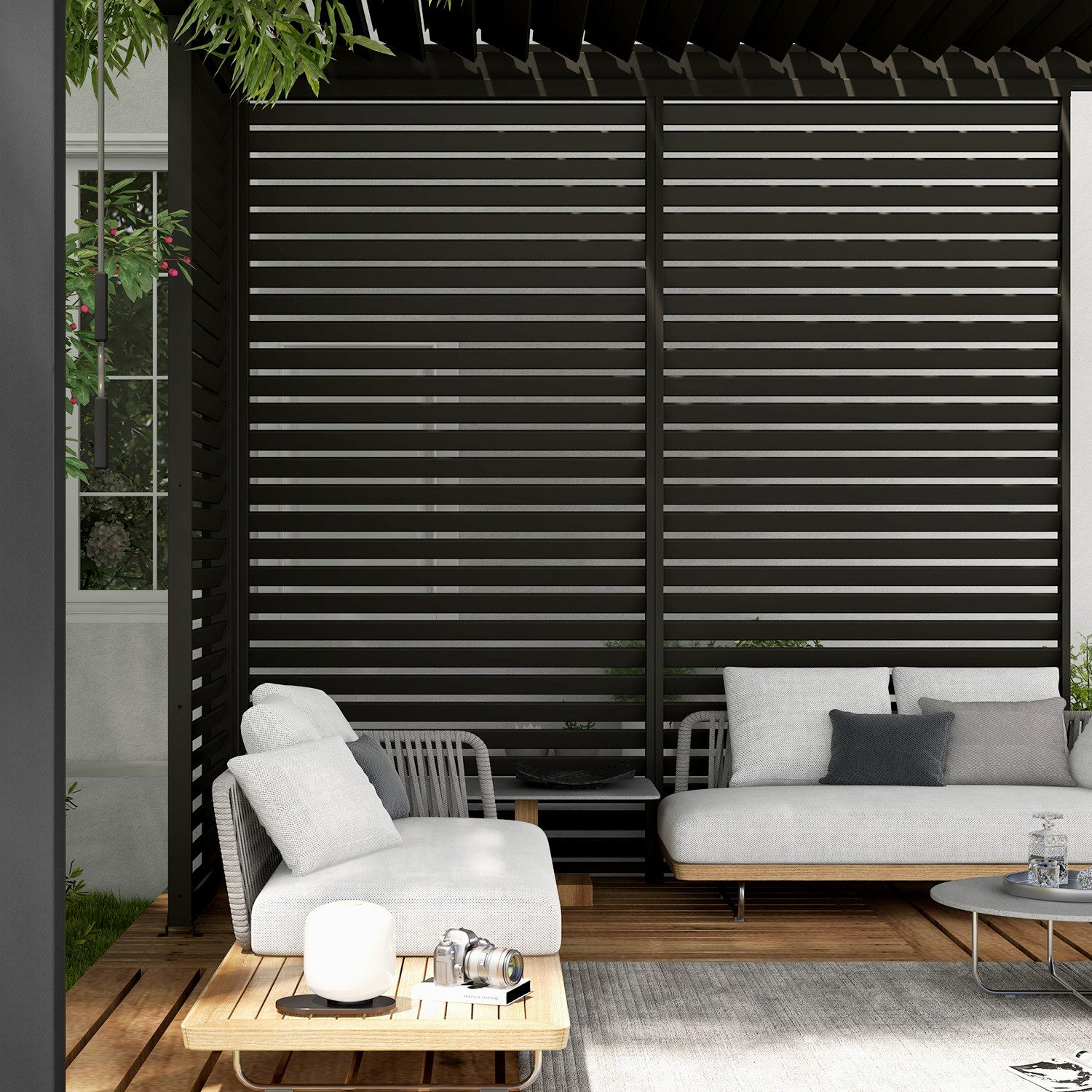 Mirador Pergola 1/3 Feste Lamellenwand 0.93m/1.23m, (Packung, 1-tlg), Aluminium Lamellenwand für Mirador 111DA Pergola Anthrazit