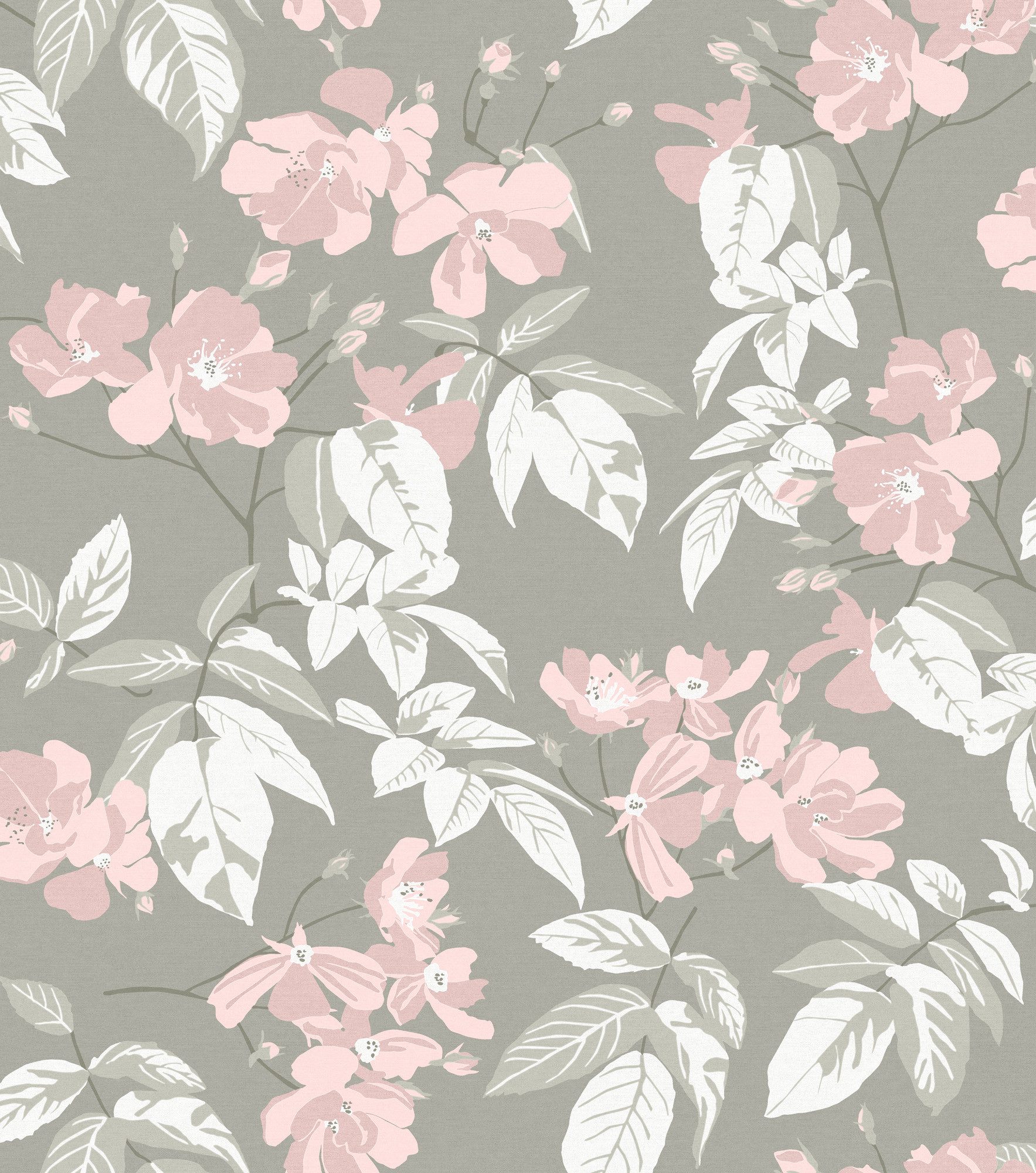 Rasch Fototapete Blätter, Blüten, Ranken & Zweige - Vliestapete Grün, floral, bedruckt, (1 Rolle, 1 St., Kollektion 'SCHÖNER WOHNEN "Cosy Living"' - 3 m x 2,65 m), Lichtbeständige Farben - Feucht abwischbar - Restlost abziehbar