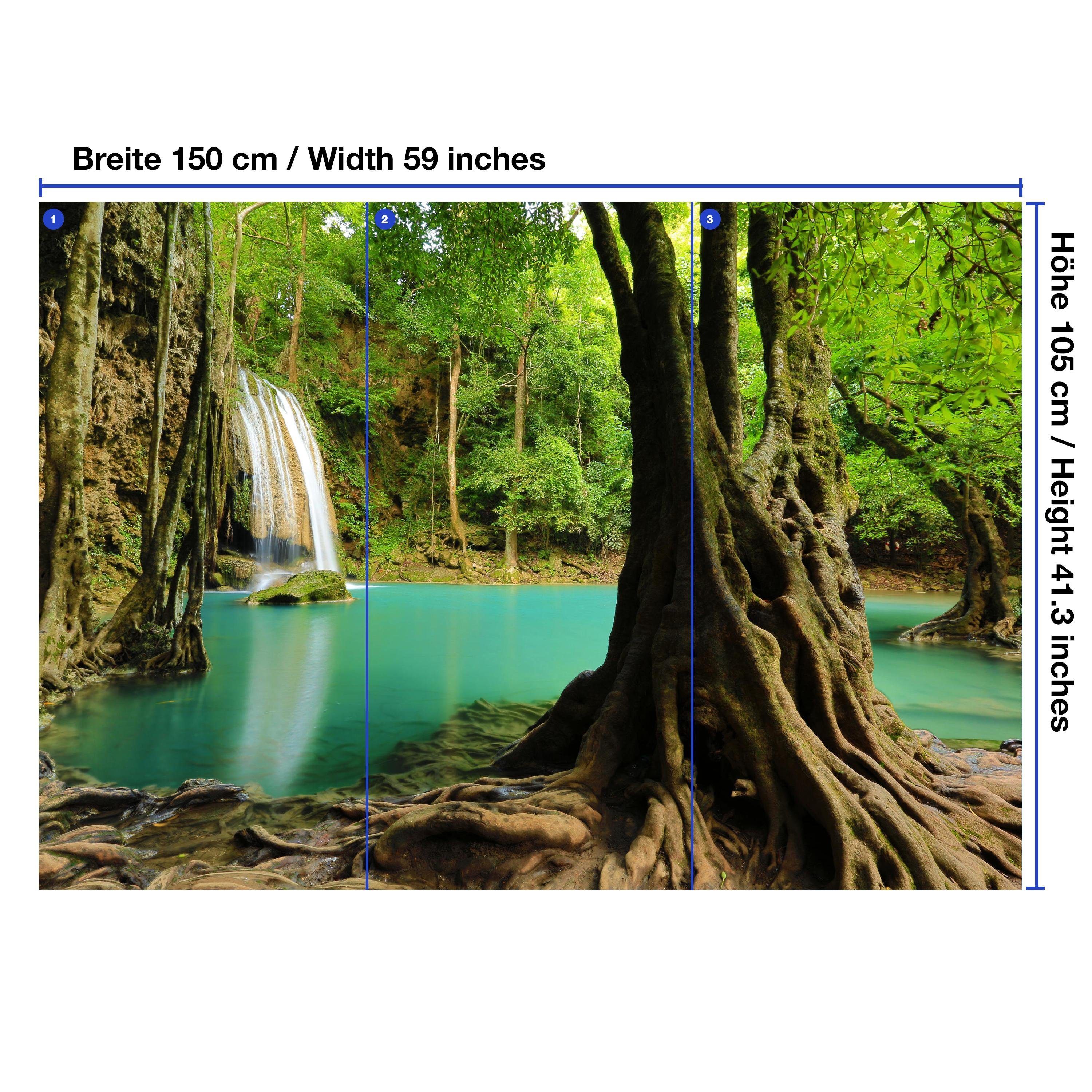 Wandtapete, von wandmotiv24 Wasserfall, Thailand Landschaft glatt, Motivtapete, Vliestapete Fototapete mit matt,