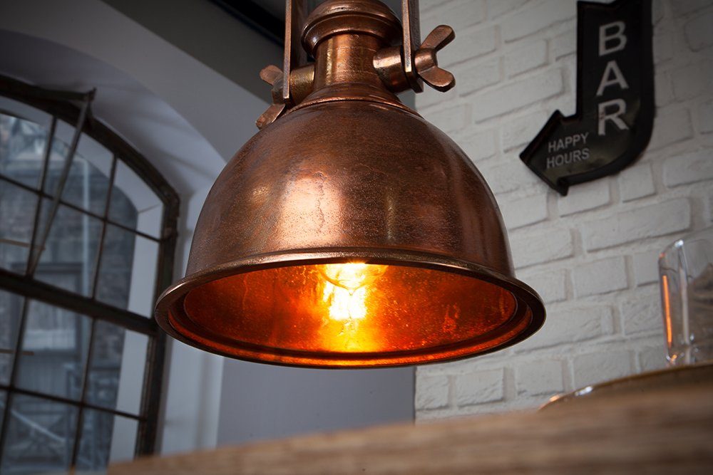 riess-ambiente Hängeleuchte INDUSTRIAL 45cm kupfer geflammt, ohne Leuchtmittel, Wohnzimmer · Metall · Esszimmer · Industrial