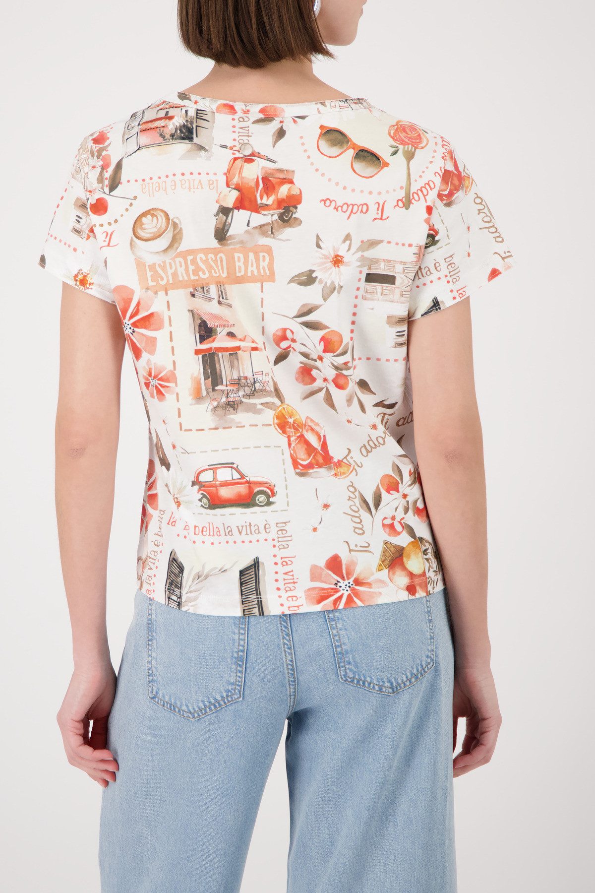 Monari T-Shirt Shirt Italydruck Allover Regular fit mit Italienprint