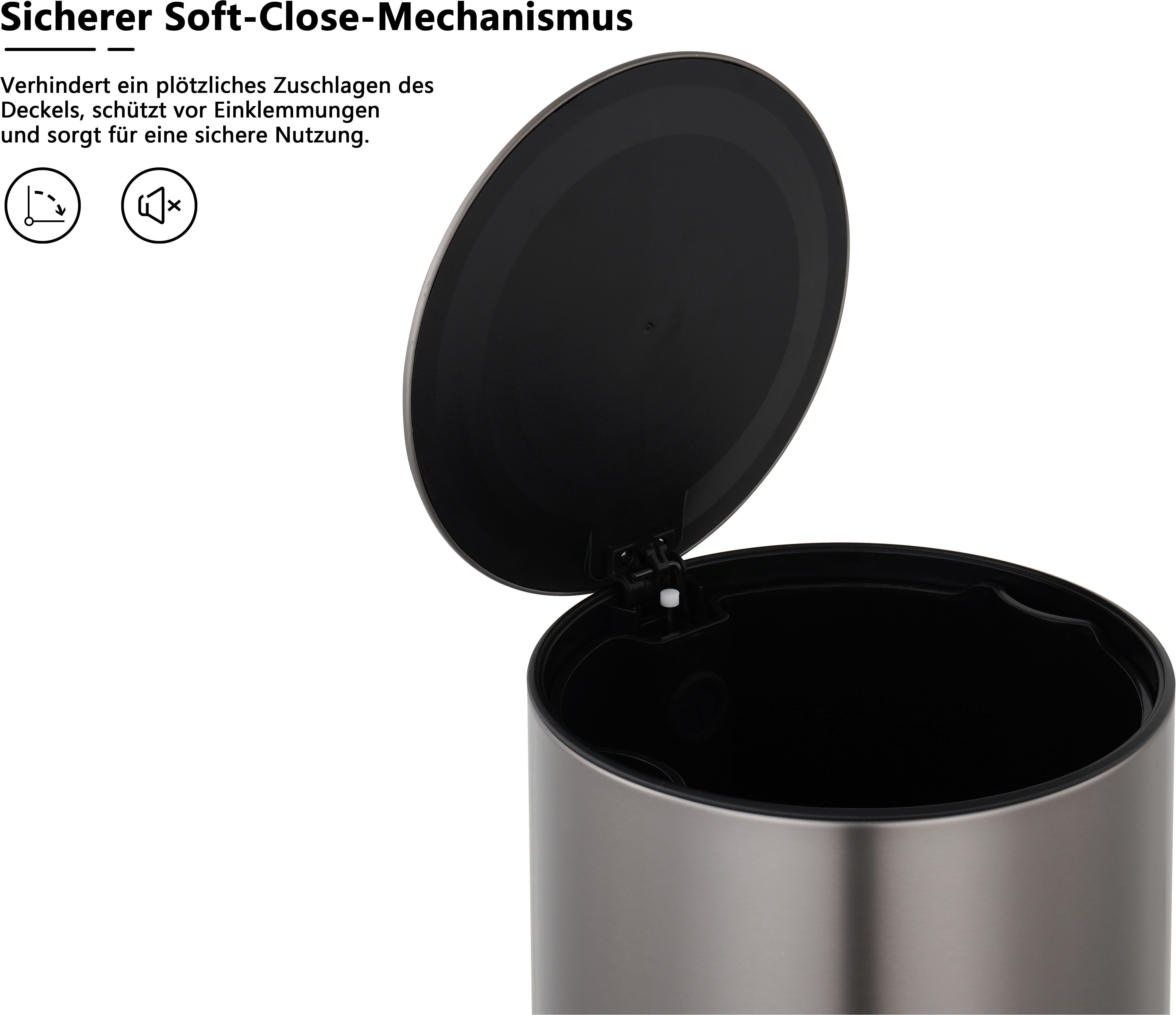 OTTO home Mülleimer in 5 versch. Farben, 5 L, 10 L o. 30 L, Soft Close, Lennu, Abfalleimer, Treteimer für Küche oder Bad, Kosmetikeimer mit verstecktem Griff – Bild 5 von 5
