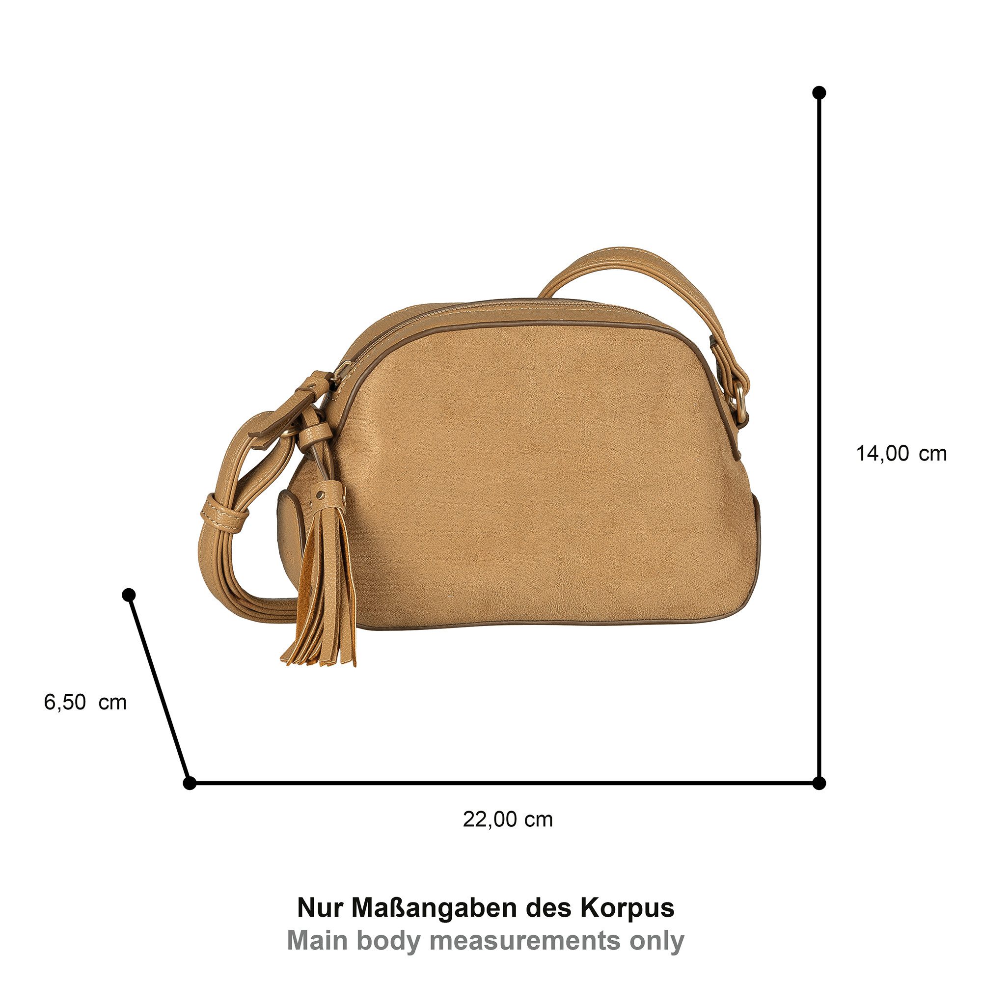 Gabor Handtasche Anthea, Kombi aus Velourimitat und Lederimitat sowie Nieten besetzte Anhänger