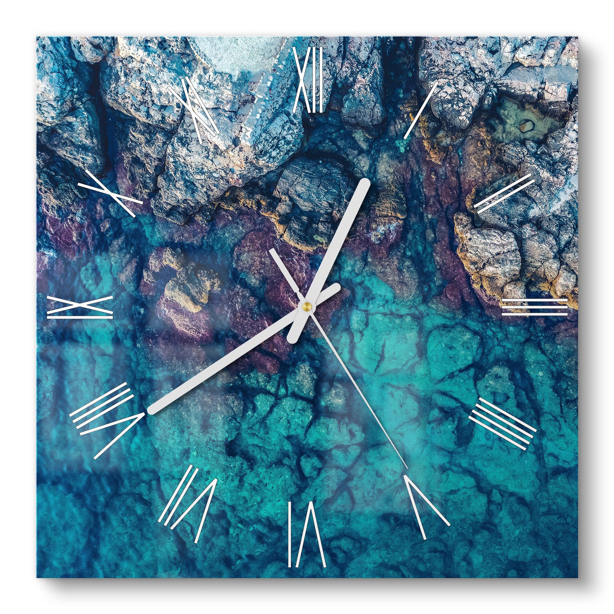 DEQORI Wanduhr 'Küstenfarbenspiel' (Glas Glasuhr modern günstig online kaufen