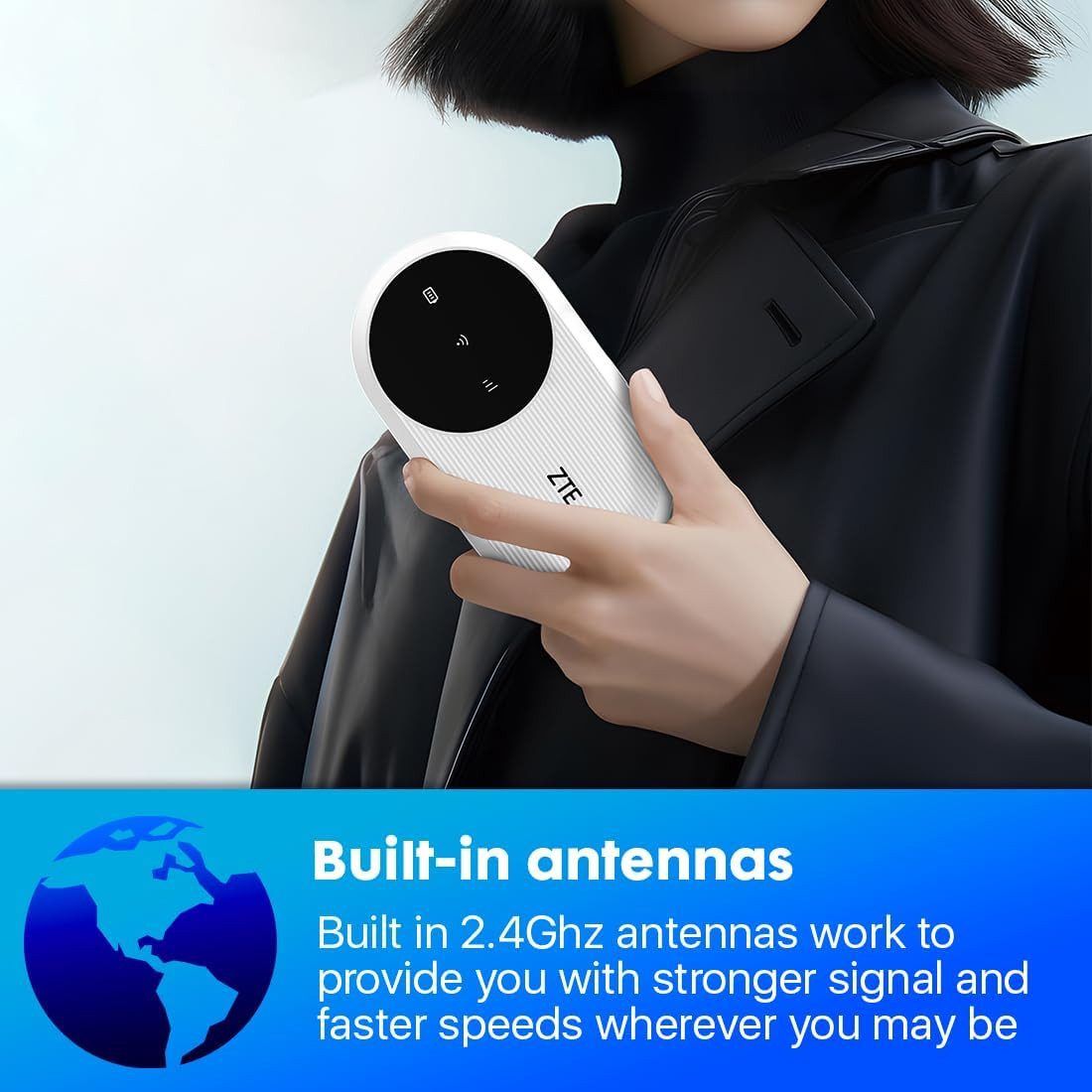 ZTE Modem U10 Mobiler 4G WiFi CAT4 Hotspot 287 Mbps für bis zu 32 Geräte - weiss – Bild 5 von 5