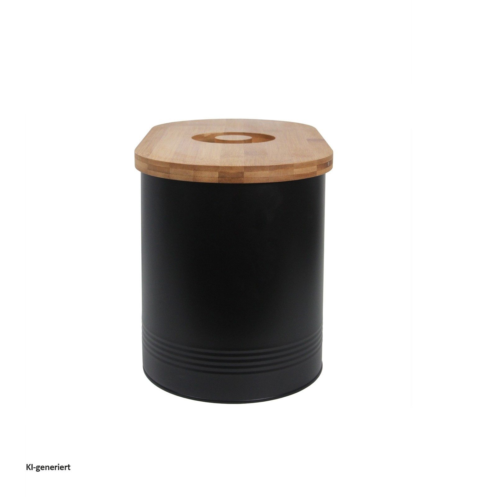 Neuetischkultur Brotkasten Brotkasten Schwarz mit Holzdeckel, Eisen, (Stück, 1-tlg., 1 Brotkasten), Brotbox Metall – Bild 3 von 5