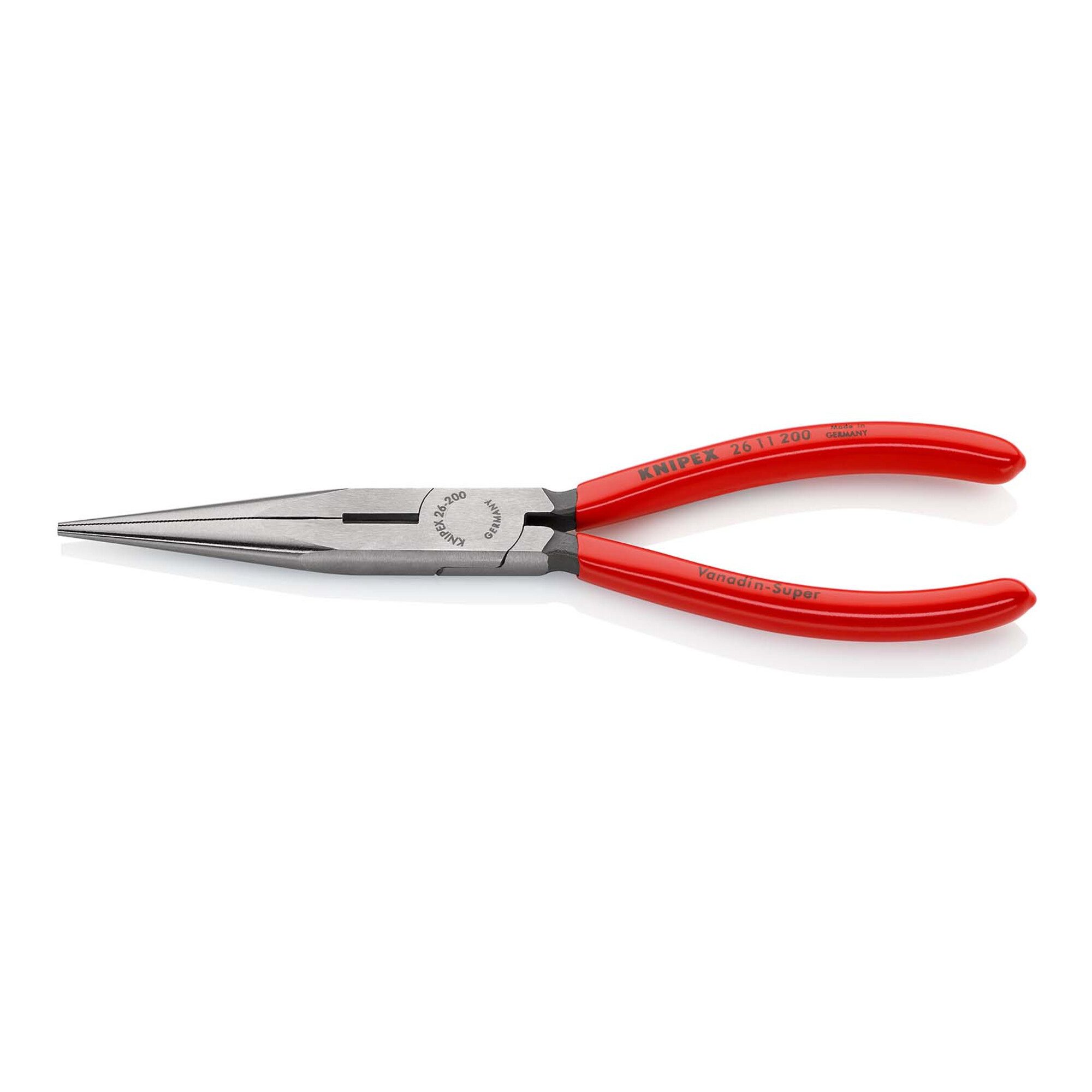 Knipex Flachzange KNIPEX 26 11 200 Flachrundzange mit Schneide (Storchschnabelzange) mit