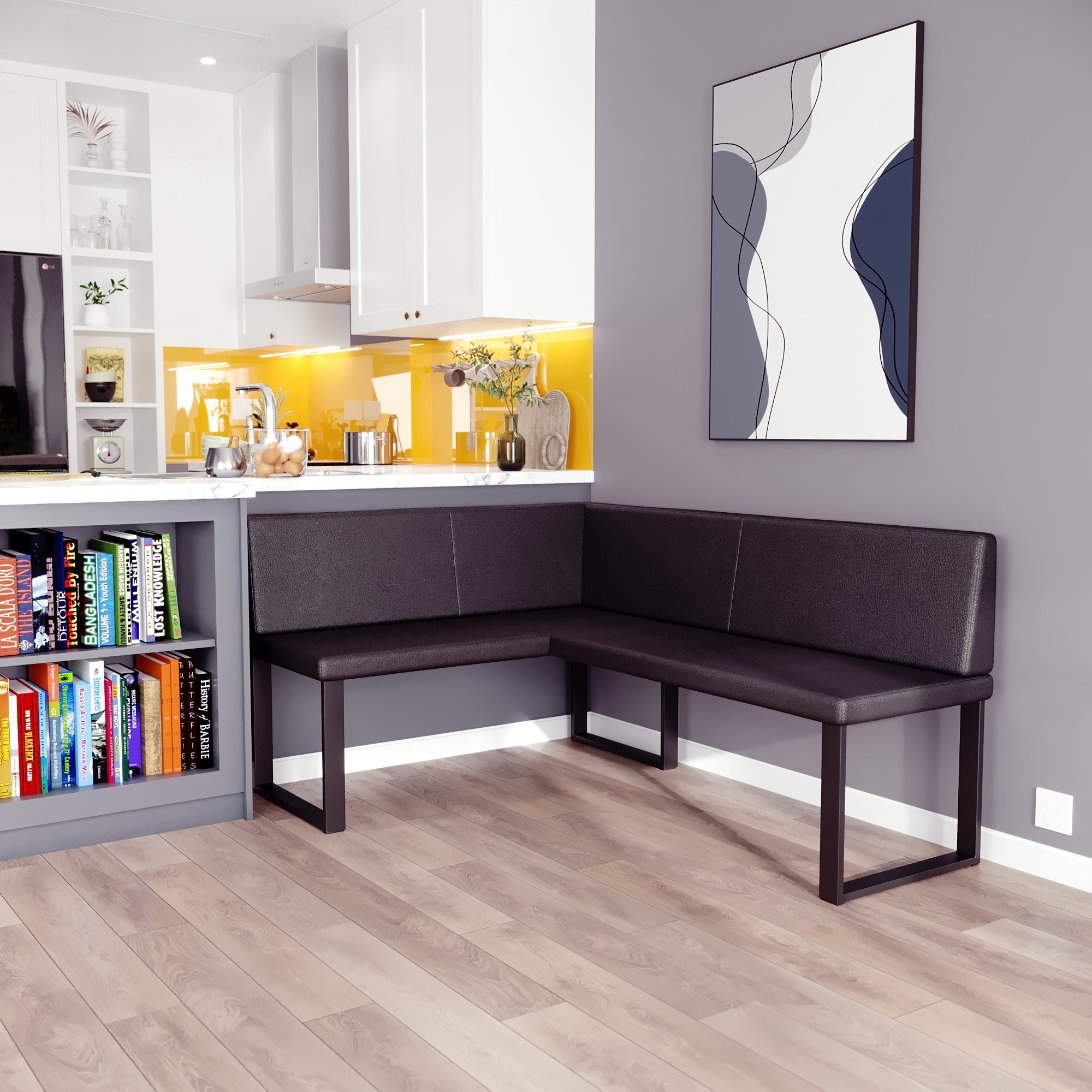 AN FURNITURE STORE Eckbank ALINA Metall, perfekt für Küche, Esszimmer, Wohnzimmer. Zwei Größen 128x168/142x196