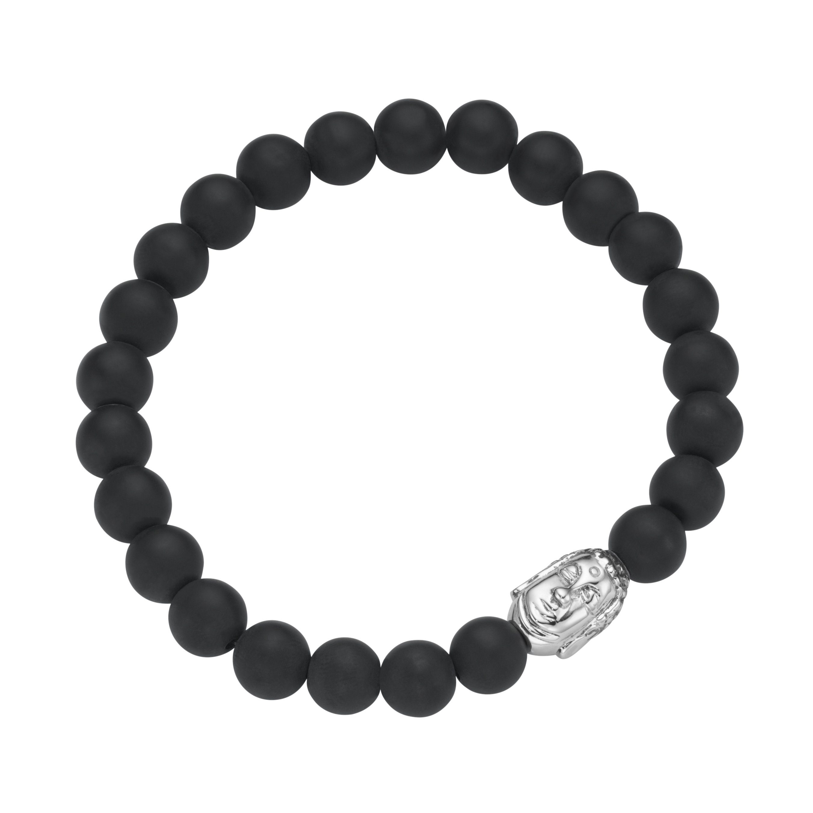 schwarze matt MILANO Buddha-Kopf, GIORGIO Silber mit MARTELLO Armband 925 Achatkugeln