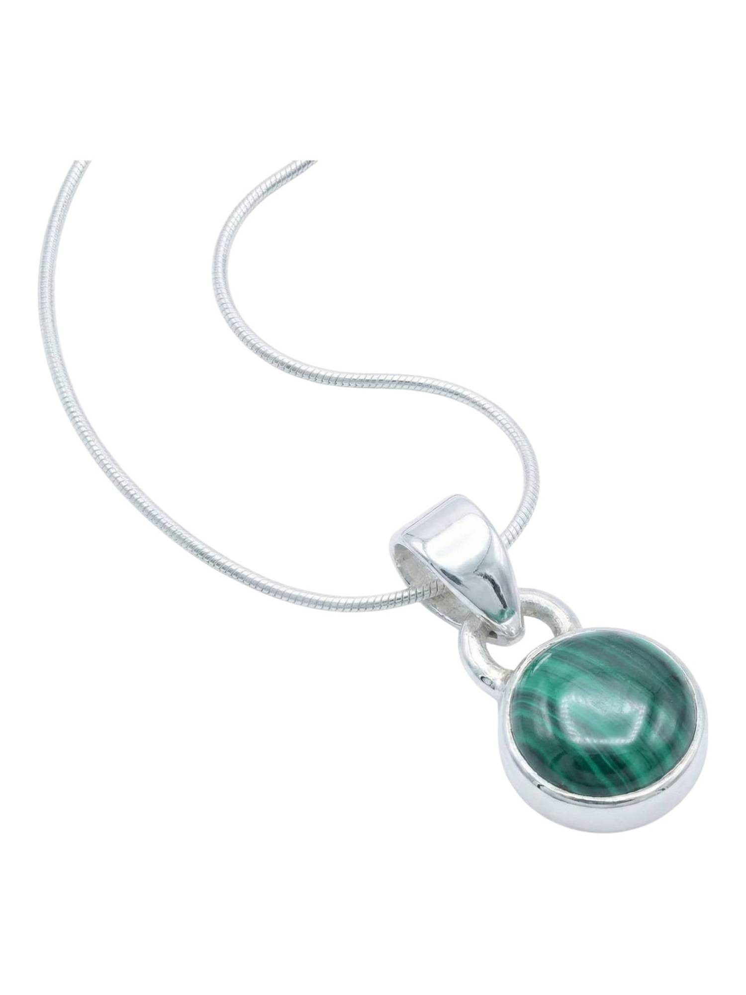 Kette mit Anhänger SAMA rund aus 925 Silber mit Malachit