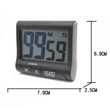 GelldG Intervall-Timer Große Anzeige Digitaler Küchentimer LCD-Display Intervall-Timer (1-St)