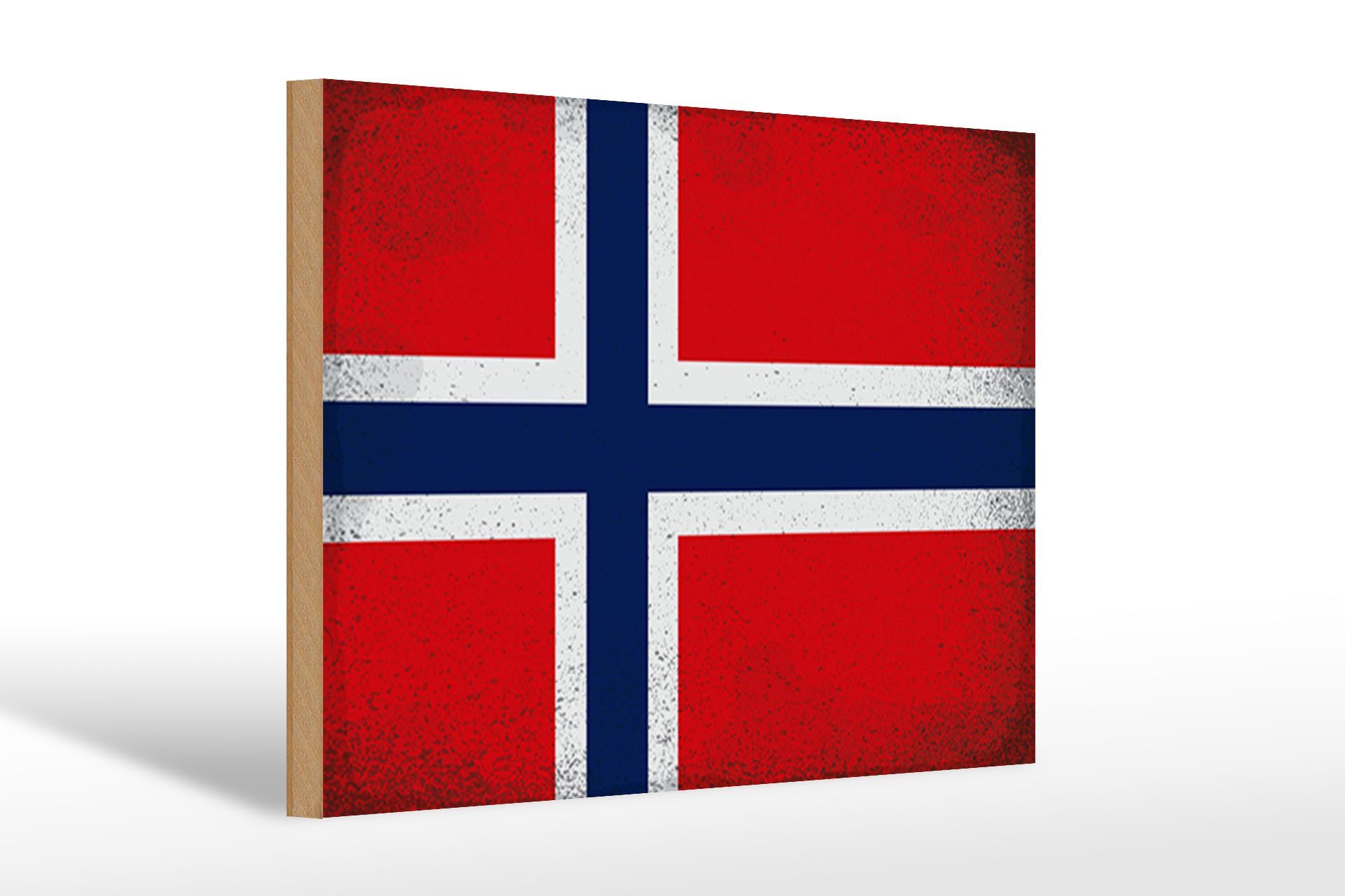 Femer GmbH Holzbild Flagge Norwegen 30x20cm Flag Norway Vintage, Flaggen (1 St), Glatte Holzfaserplatte (MDF), vorn beschichtet
