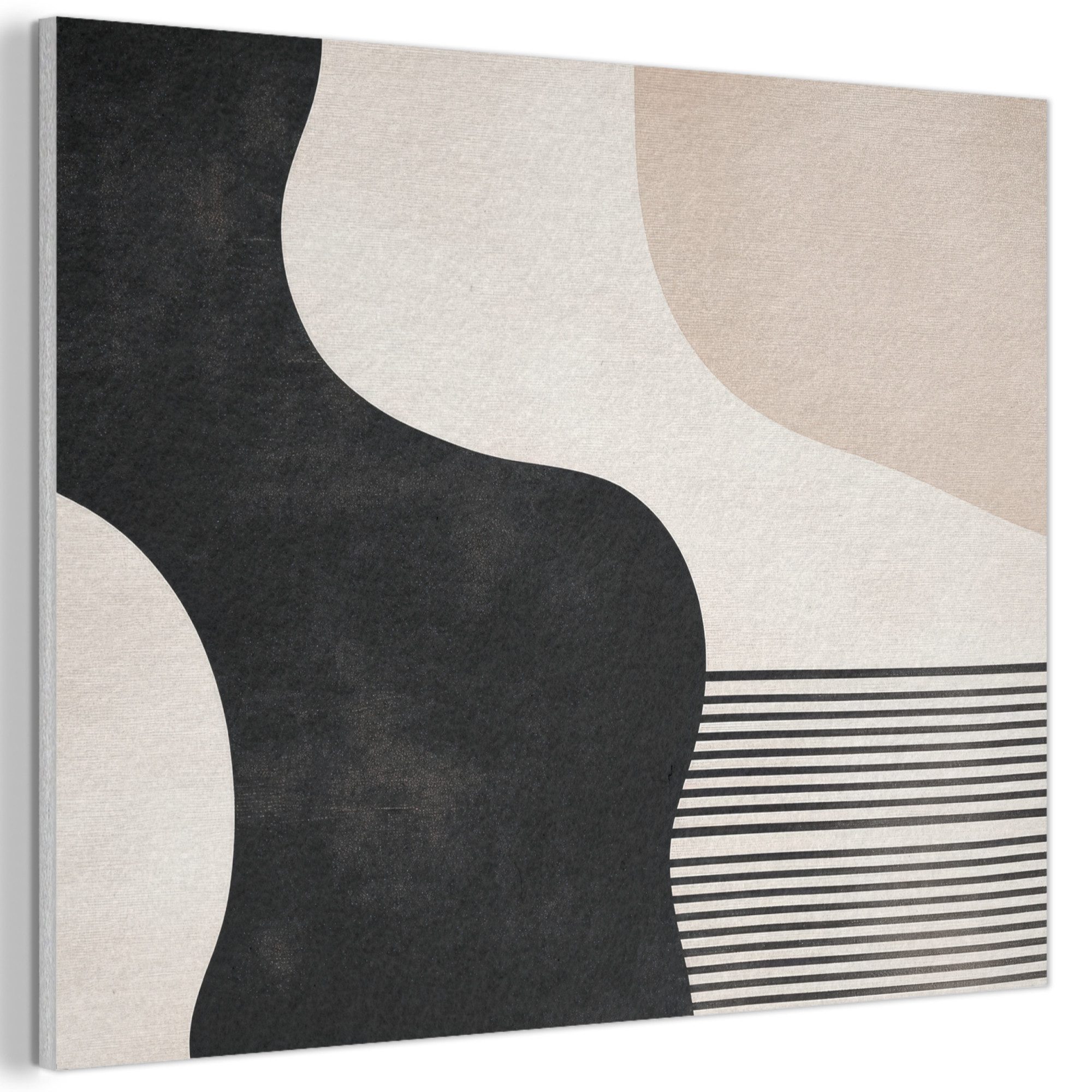 MuchoWow Gemälde Abstrakt - Japandi - Beige - Modern, Fotodruck (1 St), Akustikpaneele PET-Filz, Akustikbild, Schalldämmung, Deko 40x30 cm