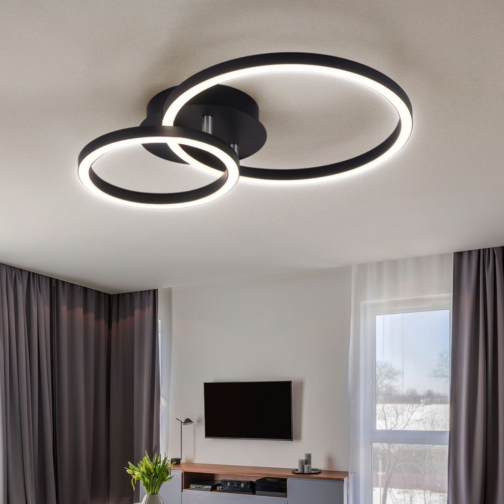 Deckenleuchte, Warmweiß, verbaut, Deckenleuchte Wohnzimmer etc-shop LED Designleuchte Rundleuchte fest LED-Leuchtmittel Deckenlampe