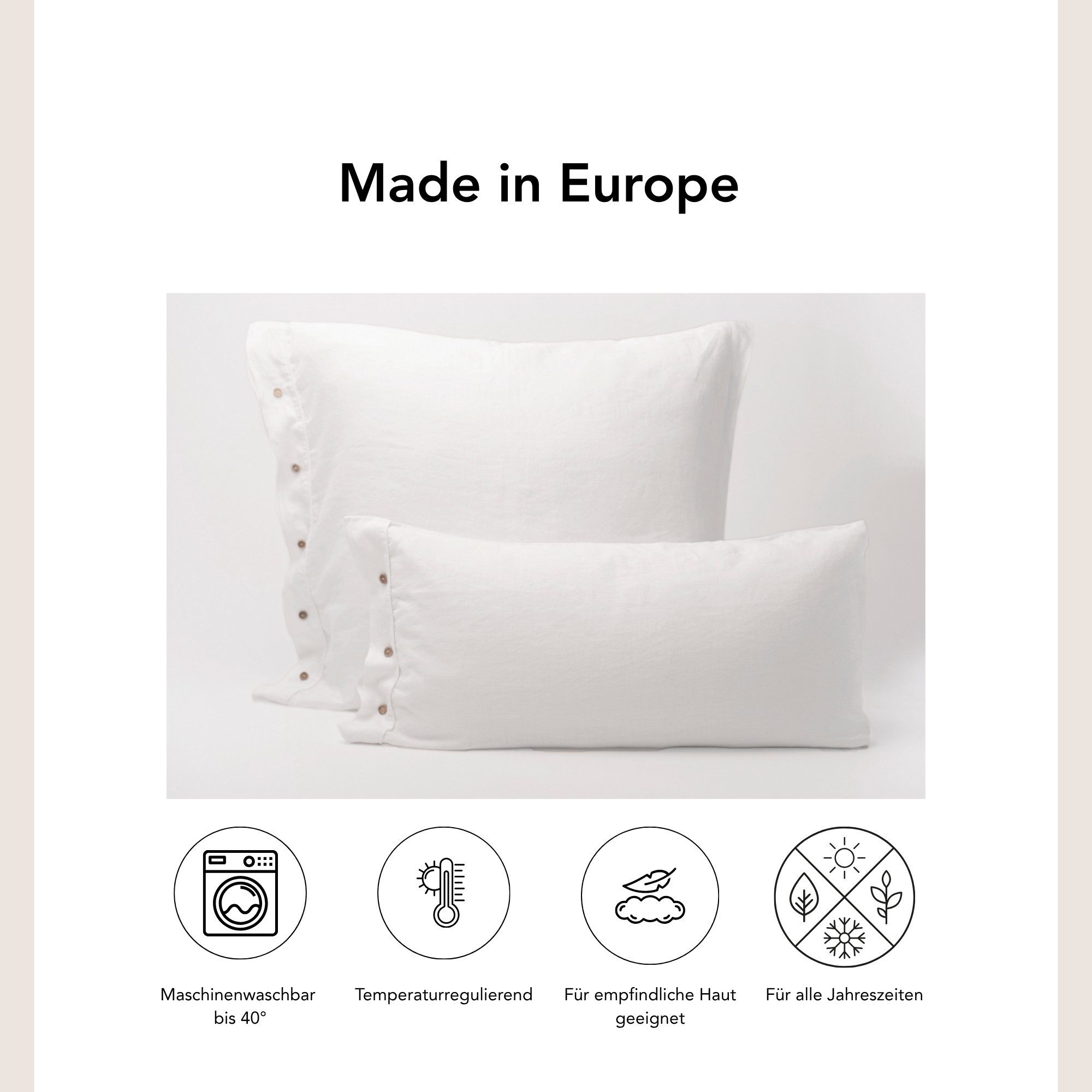 Francia Casa Kissenbezug Sofia, Warmweiß, atmungsaktiv & hautfreundlich, hergestellt in Portugal