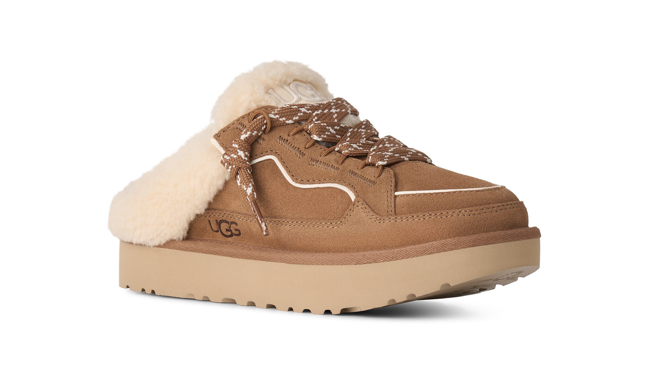 UGG W LOWMEL MULE Slipper Plateau Clog, Mule, Schnürer mit Warmfutter-Kragen