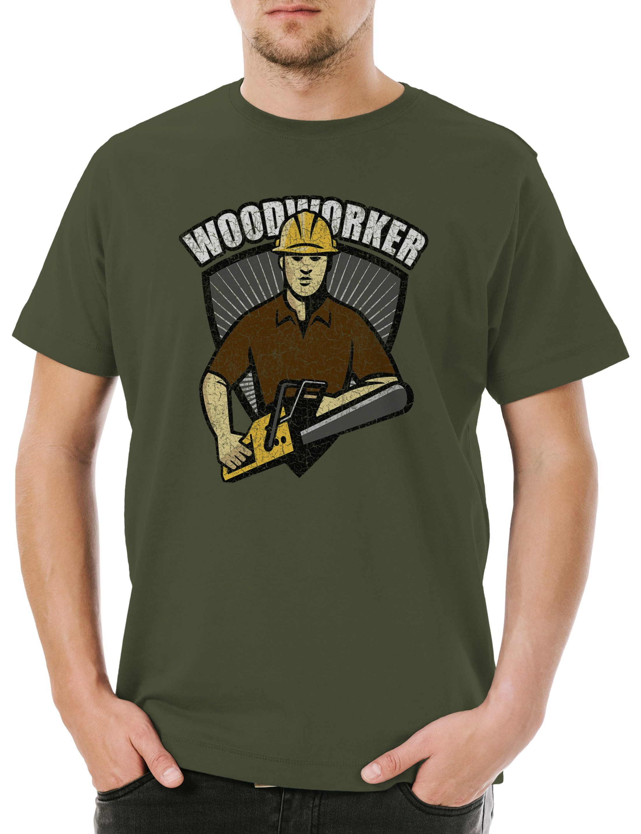 Print-Shirt Woodworker IV Herren T-Shirt Holzfäller Axt Waldarbeiter Förster