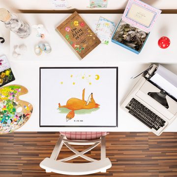 Mr. & Mrs. Panda Schreibtischunterlage Fuchs Sterne - Weiß - Geschenk, Schreibwaren, Träumer, Schreibunterla, (1 tlg)