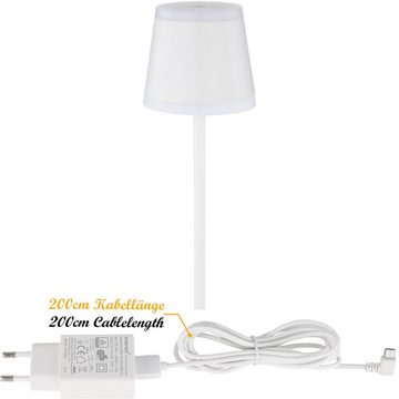 bmf-versand Tischleuchte Tischlampe kabellos mit Akku Wohnzimmer Touch Dimmer Tischleuchte, Weiß, LED fest integriert, Warmweiß, Dimmbar, Touchdimmer