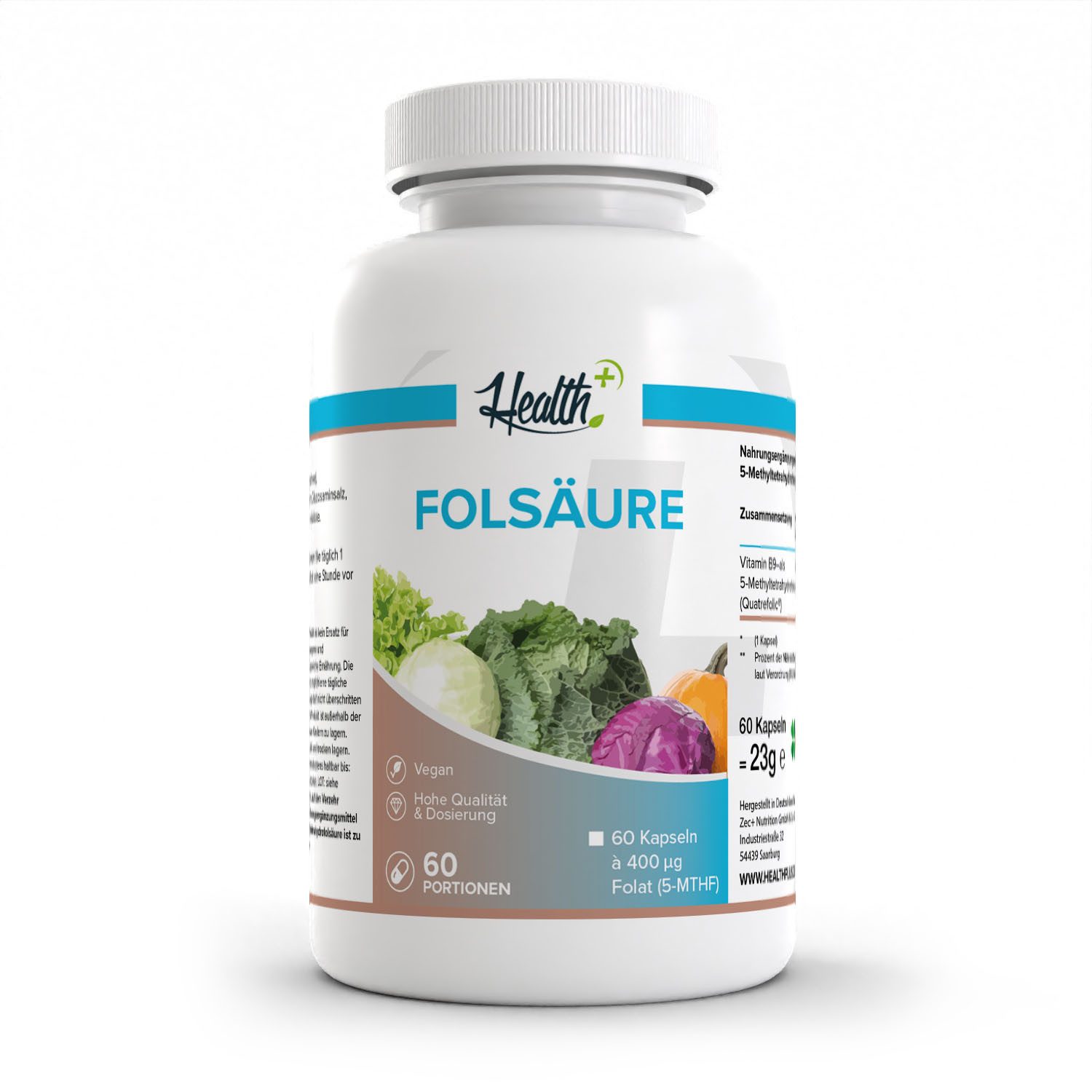 Zec+ Nutrition HEALTH+ FOLSÄURE, 60 Kapseln Kapseln