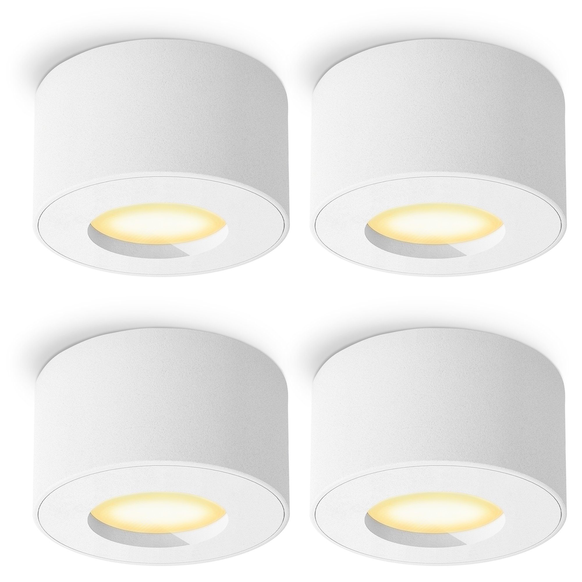 SSC-LUXon LED Außen-Deckenleuchte CELI-1 Aufbauspot weiss IP44 mit fourSTEP LED 4W warmweiss 230V, Warmweiß