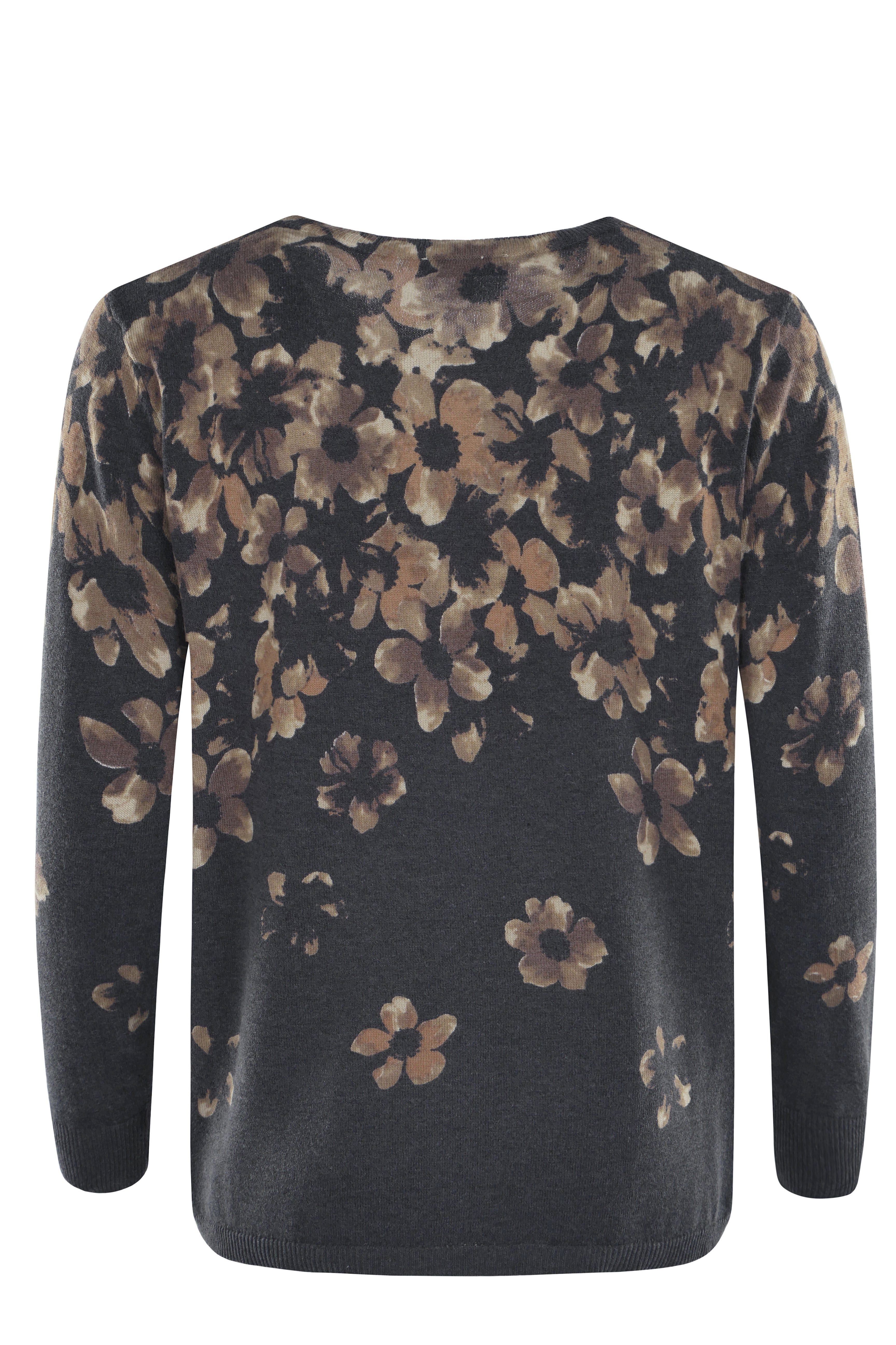 Hajo Rundhalspullover Damen Pullover mit Blütendruck günstig online kaufen