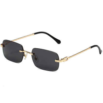 Mrichbez Sonnenbrille Lichtdicht, Retro Randlos, Polygonale Sonnenbrille, Cool Eyewear Geeignet für Wandern, Autofahren, Angeln, Einkaufen und andere