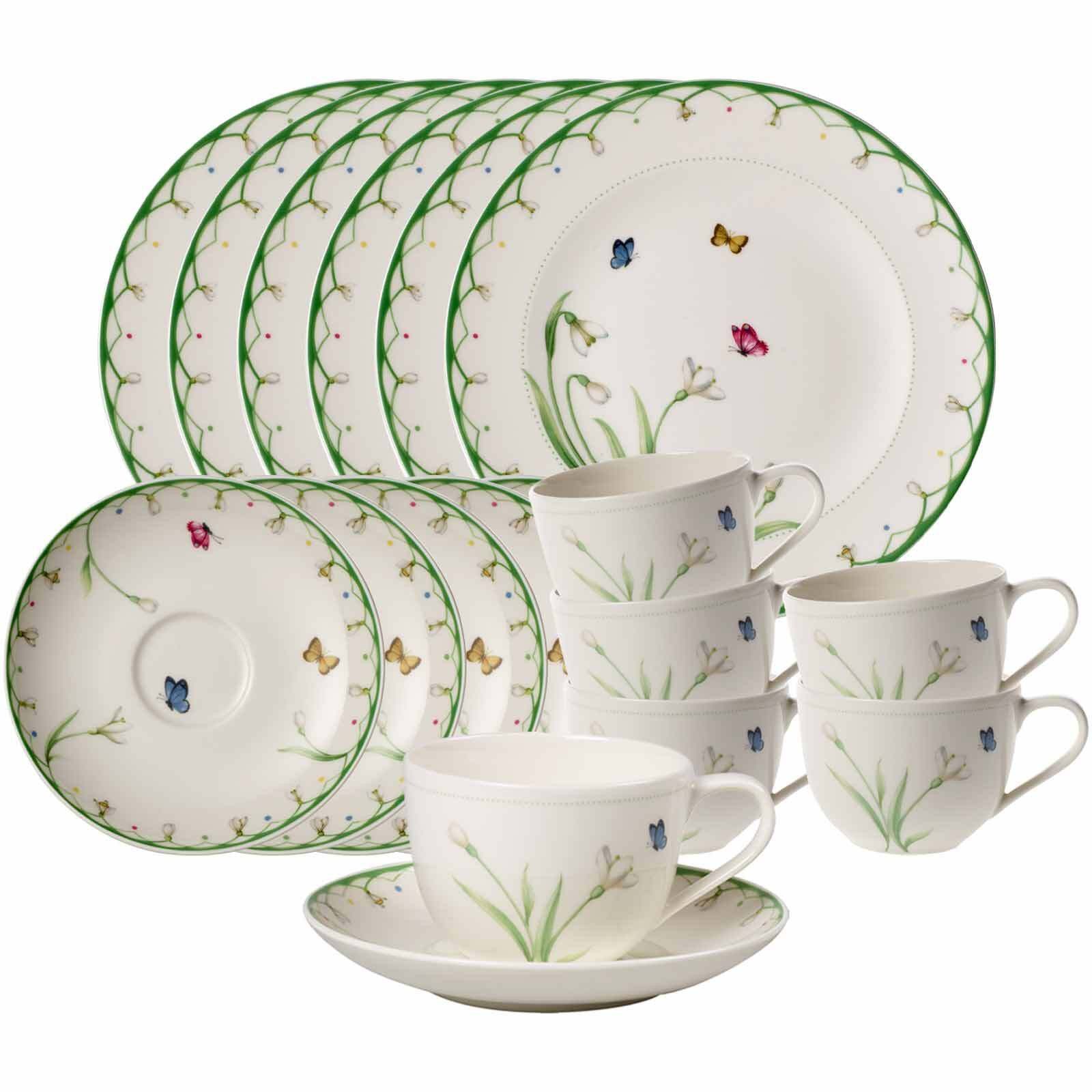 Villeroy & Boch Kombiservice Colourful Spring Kaffeeservice 18er Set (18-tlg), Porzellan