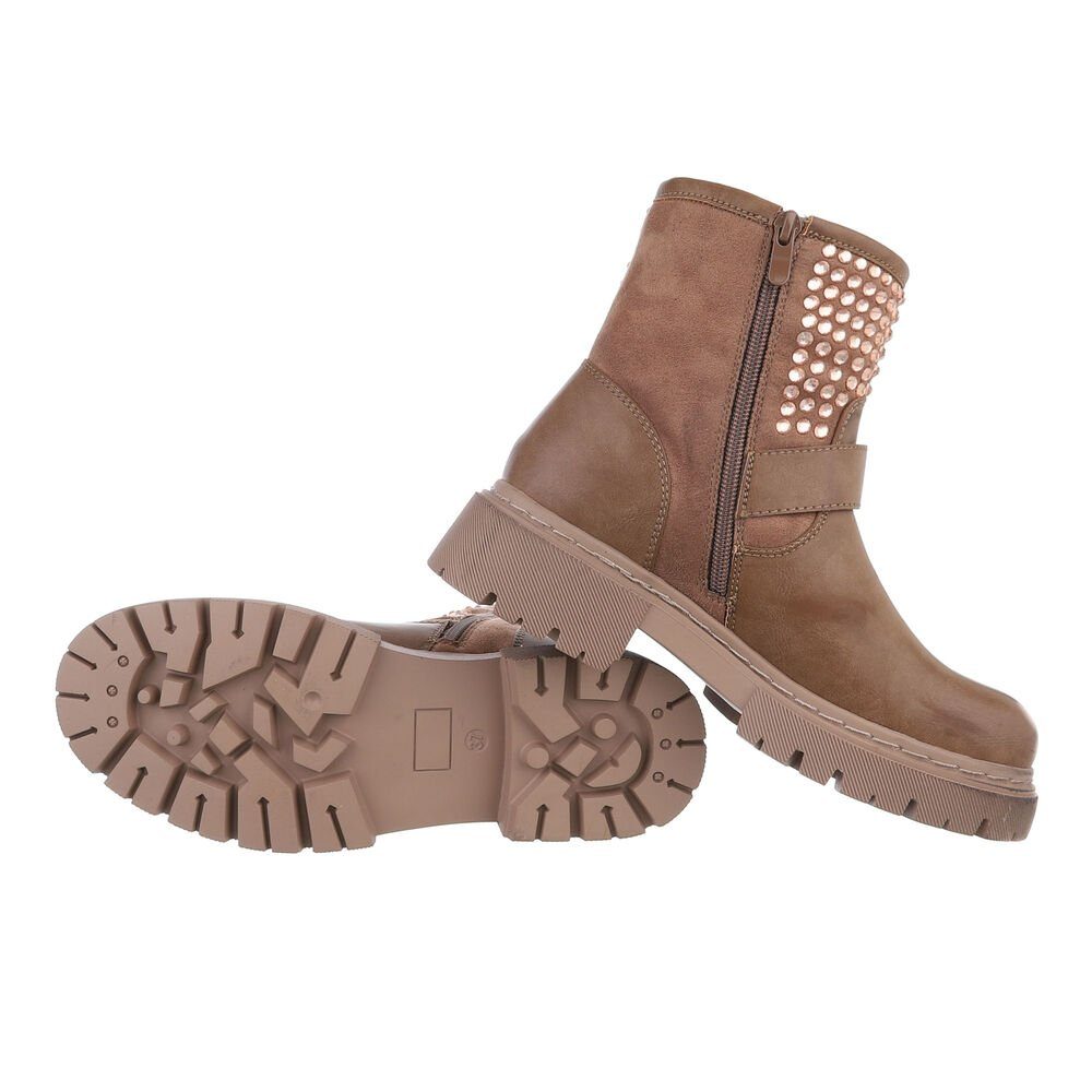 Ital-Design Damen Bikerschuhe Biker Westernstiefelette Blockabsatz günstig online kaufen
