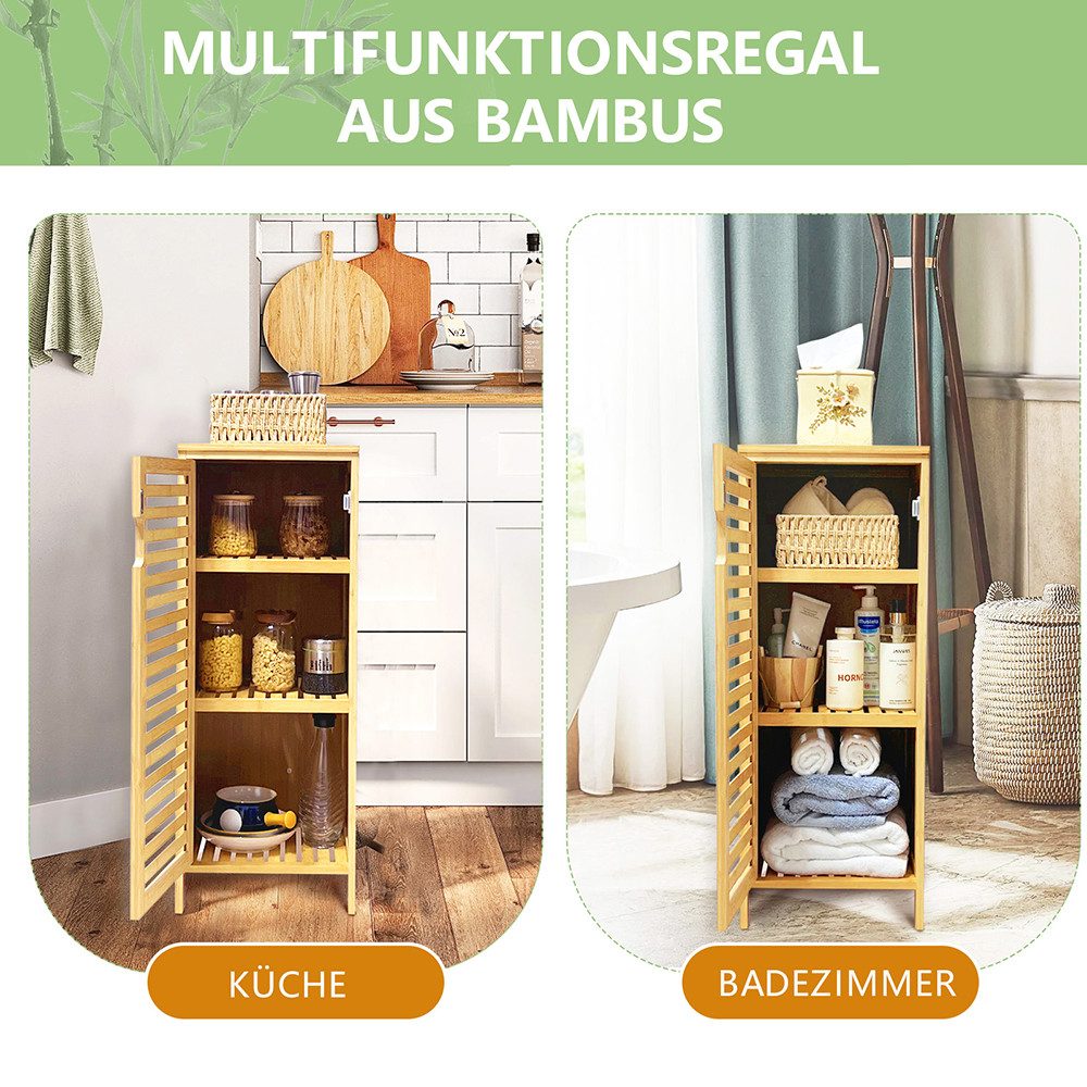 WAOHO Badkommode Badezimmerschränke aus Bambus,Badkommode,Küchenschrank,Sideboard – Bild 3 von 5