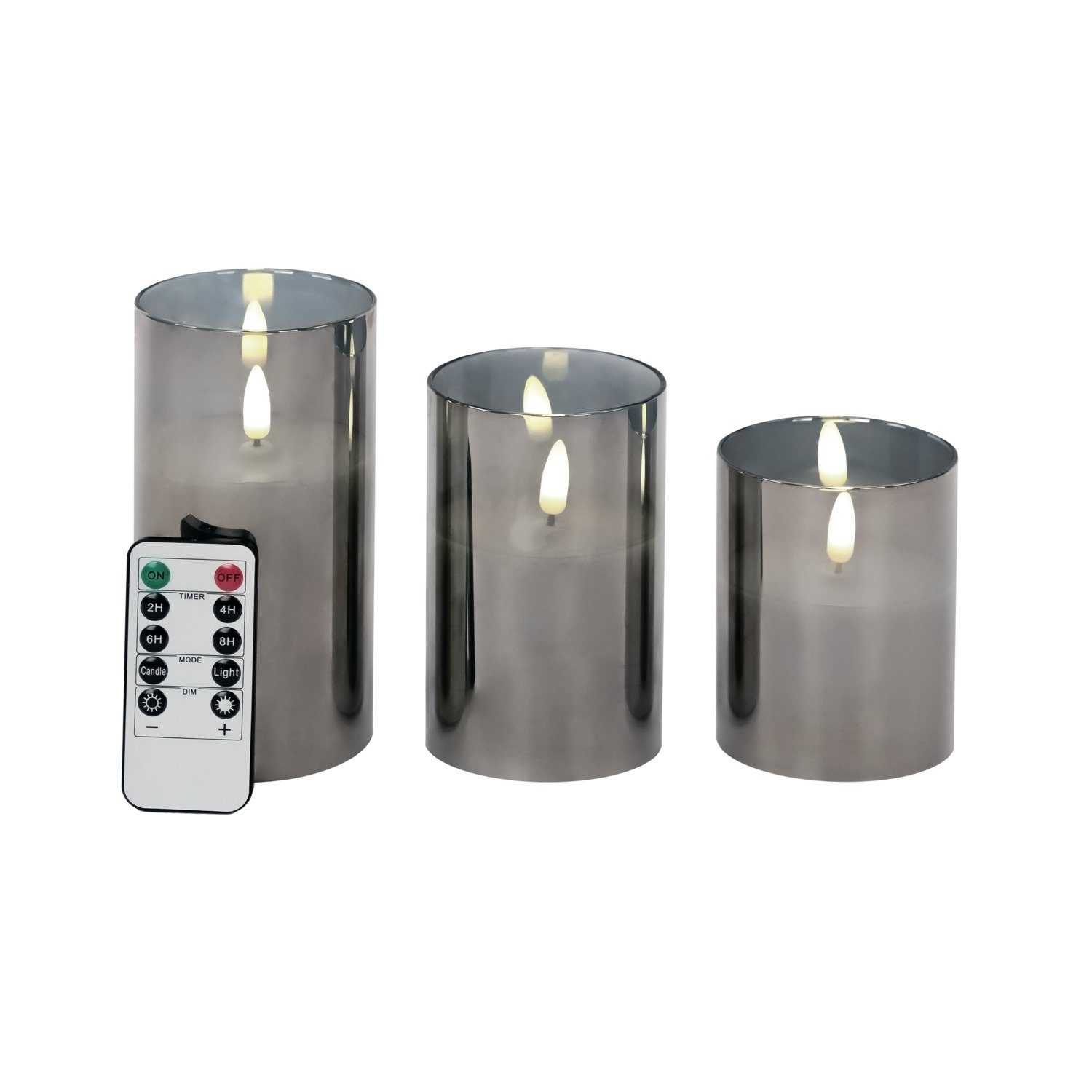 Idena LED-Kerze Idena 50062 - LED Kerzen mit Timerfunktion, Batterie, Dimmer, 2 Lichte