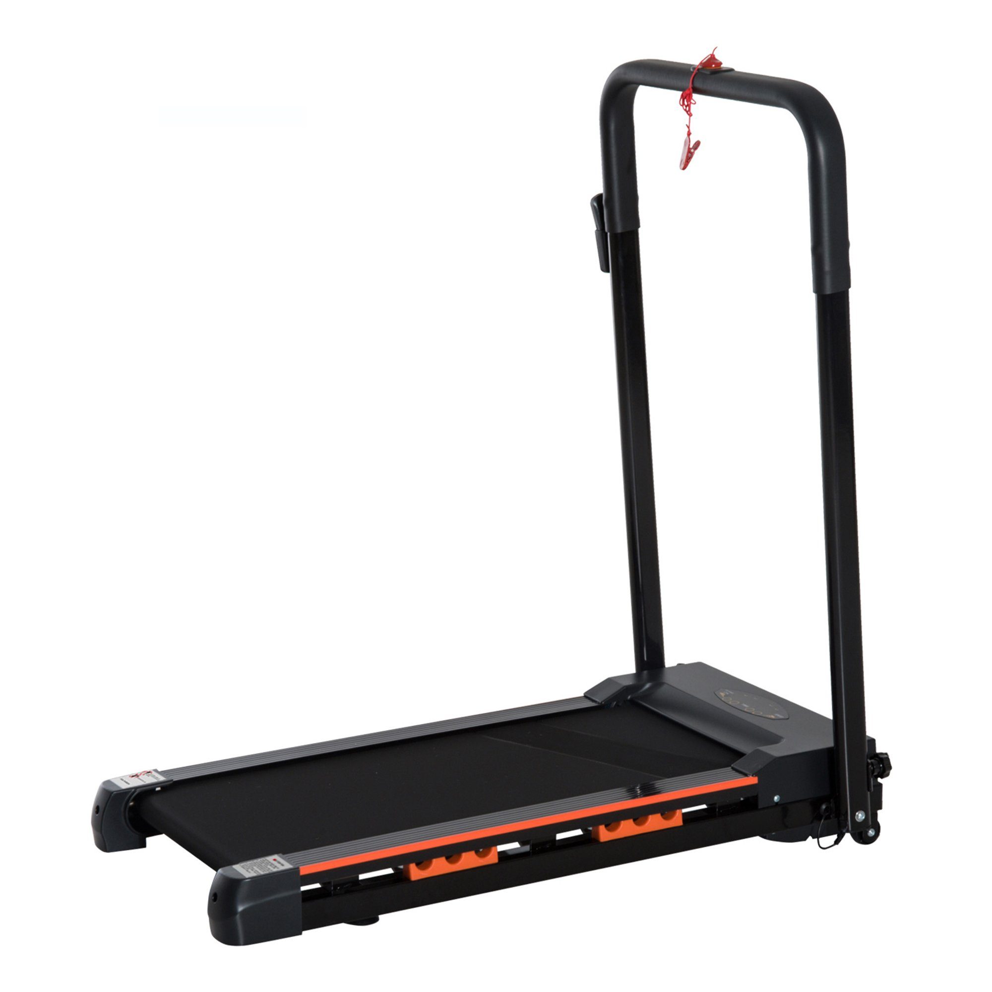 HOMCOM Laufband mit LCD Display, 1-6 Km/h, Stahl, Schwarz (Set, 1-tlg., Faltbares Fitnessgerät), 105L x 56B x 108.5H cm