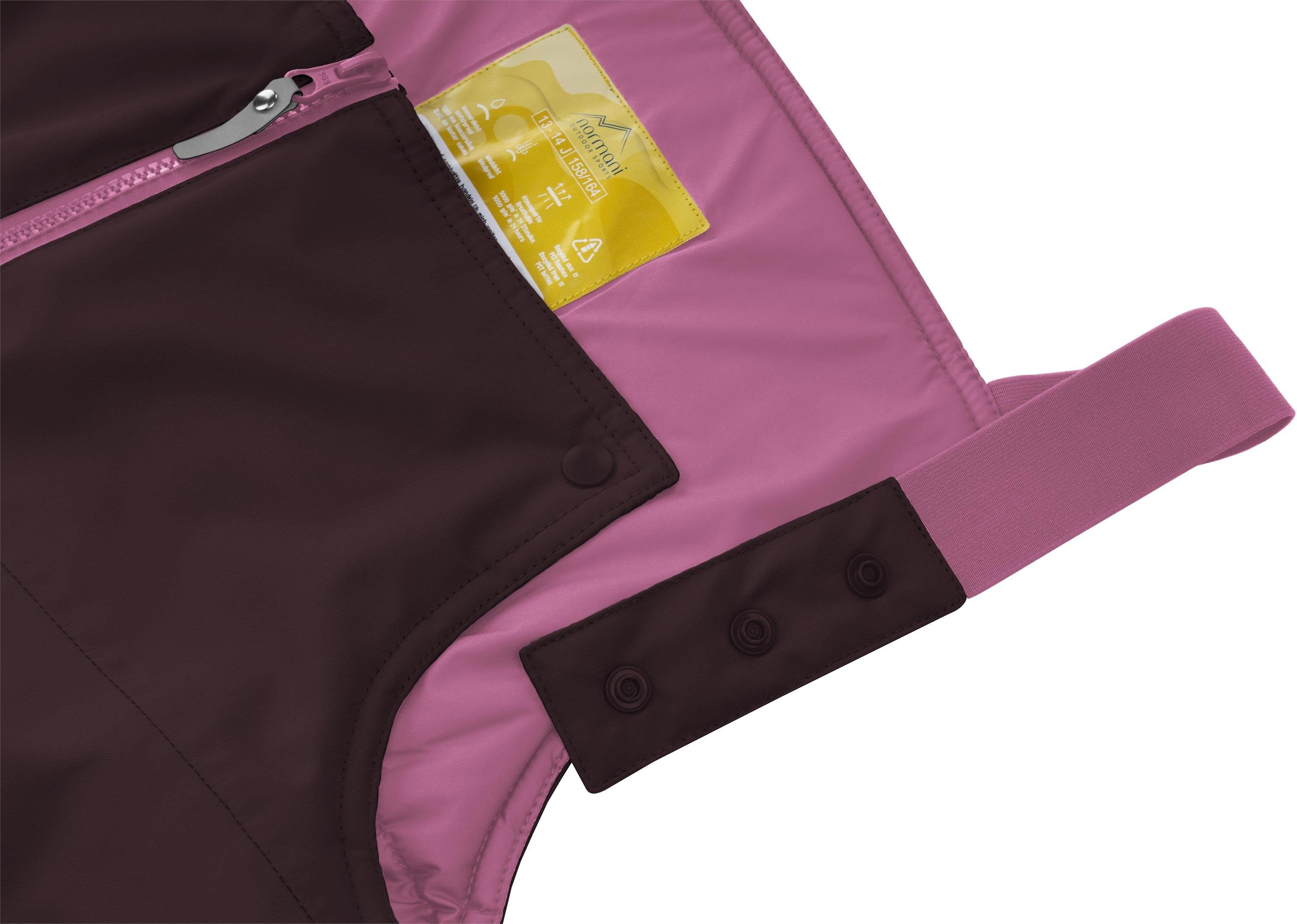 normani Schneehose Kinder Winterhose mit Hosenträgern Ulukhaktok gefütterte Skihose Thermohose Outdoorhose für Junge und Mädchen