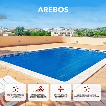 Arebos Solarabdeckplane Pool Solarfolie/Abdeckung, eckig, 6 x 4 m, Materialstärke 400µ, Maße: 6 x 4 m