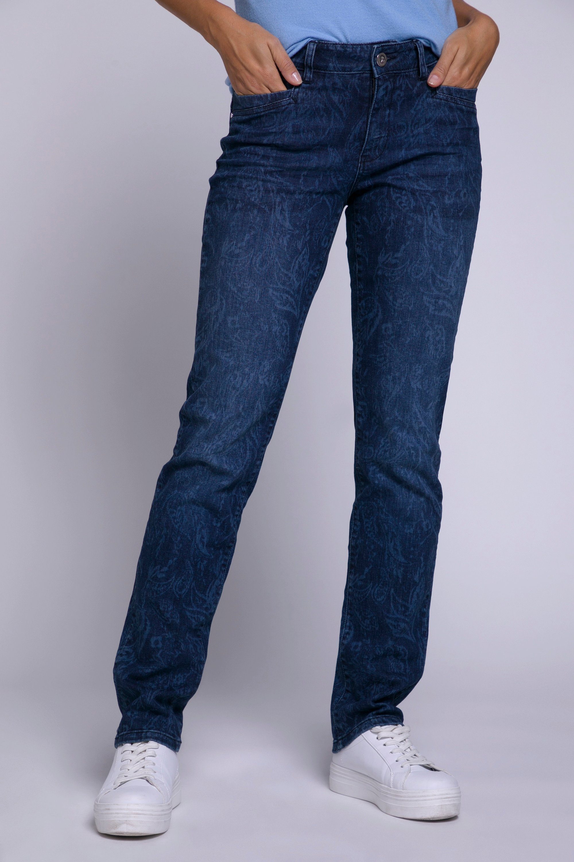 Damen Jeans Gina Laura Regular-fit-Jeans Jeans Tina Lazer Print 5-Pocket-Schnitt