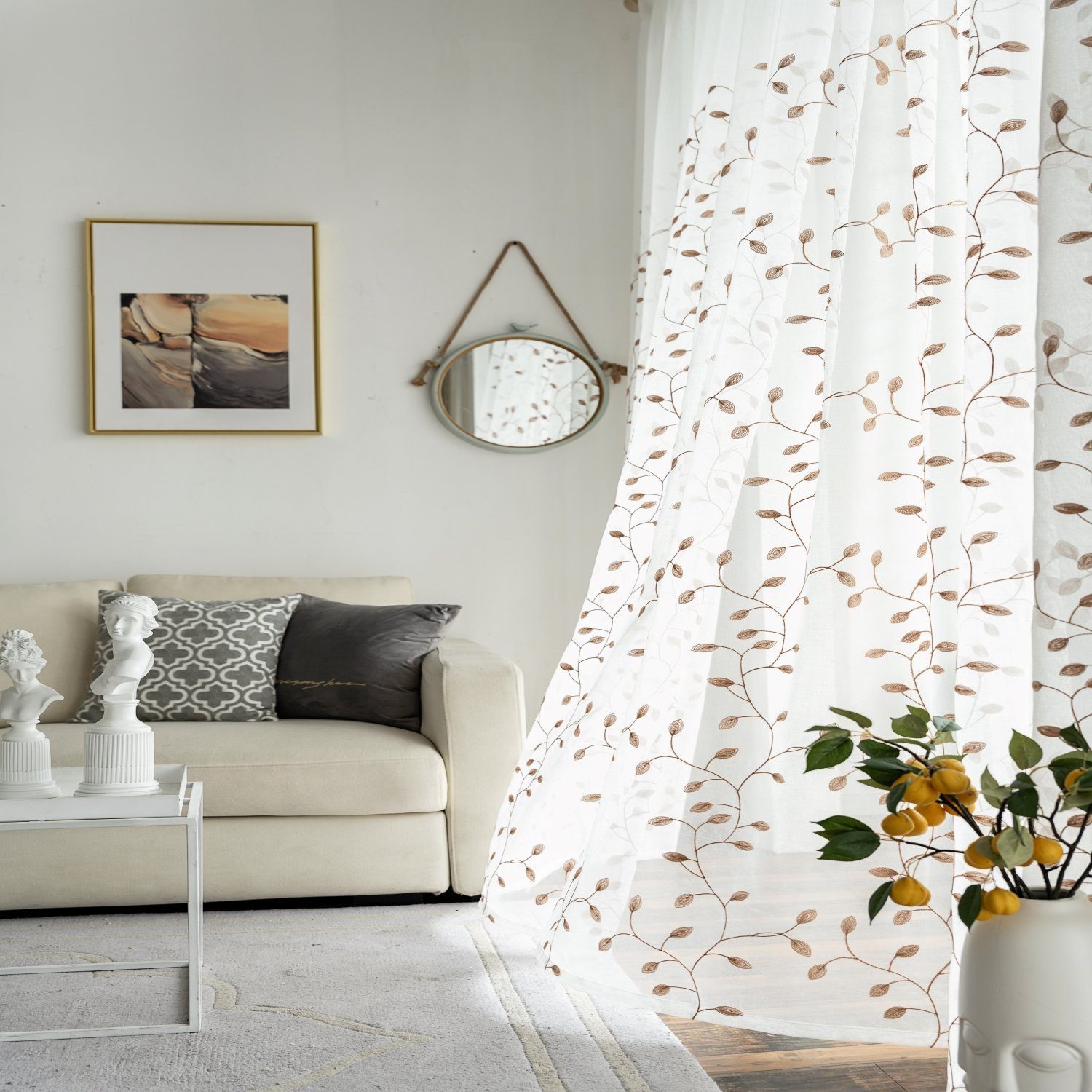 BYSURE Vorhang (2 St), Ösen, transparent, Voile, Boho Blumen Gardinen günstig online kaufen