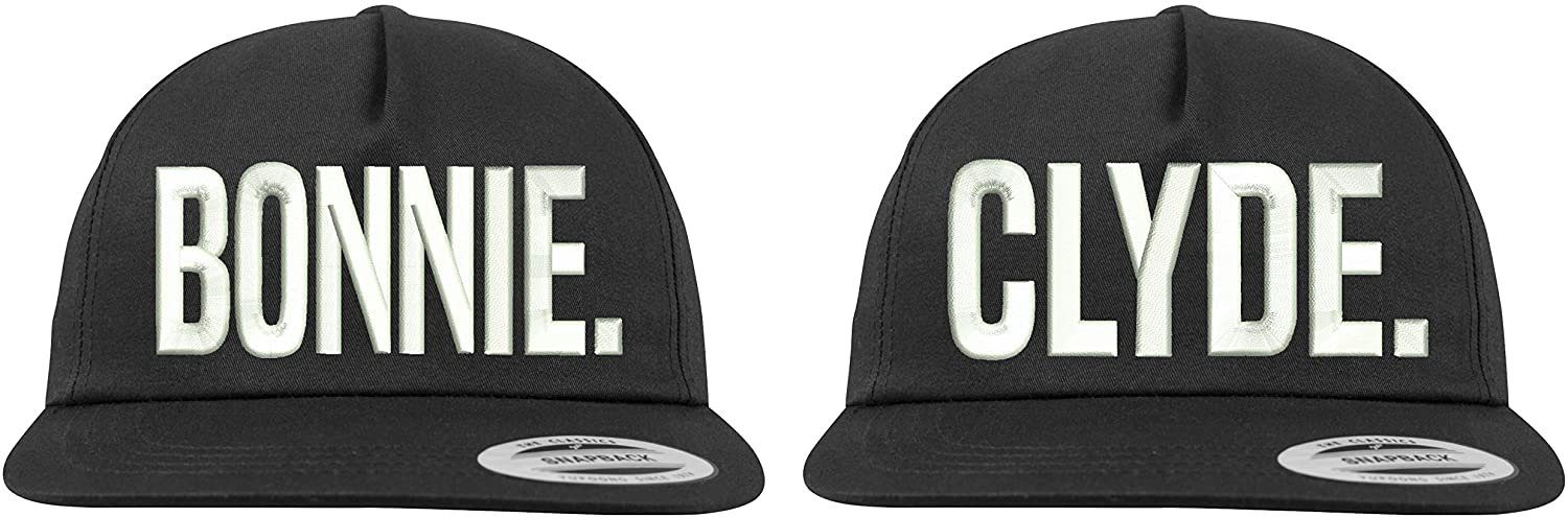 Couples Shop Baseball Cap Gangster Look - CLYDE 1 Paar Set Print cooler mit und 3D-Stickerei Pärchen für Paare Stück