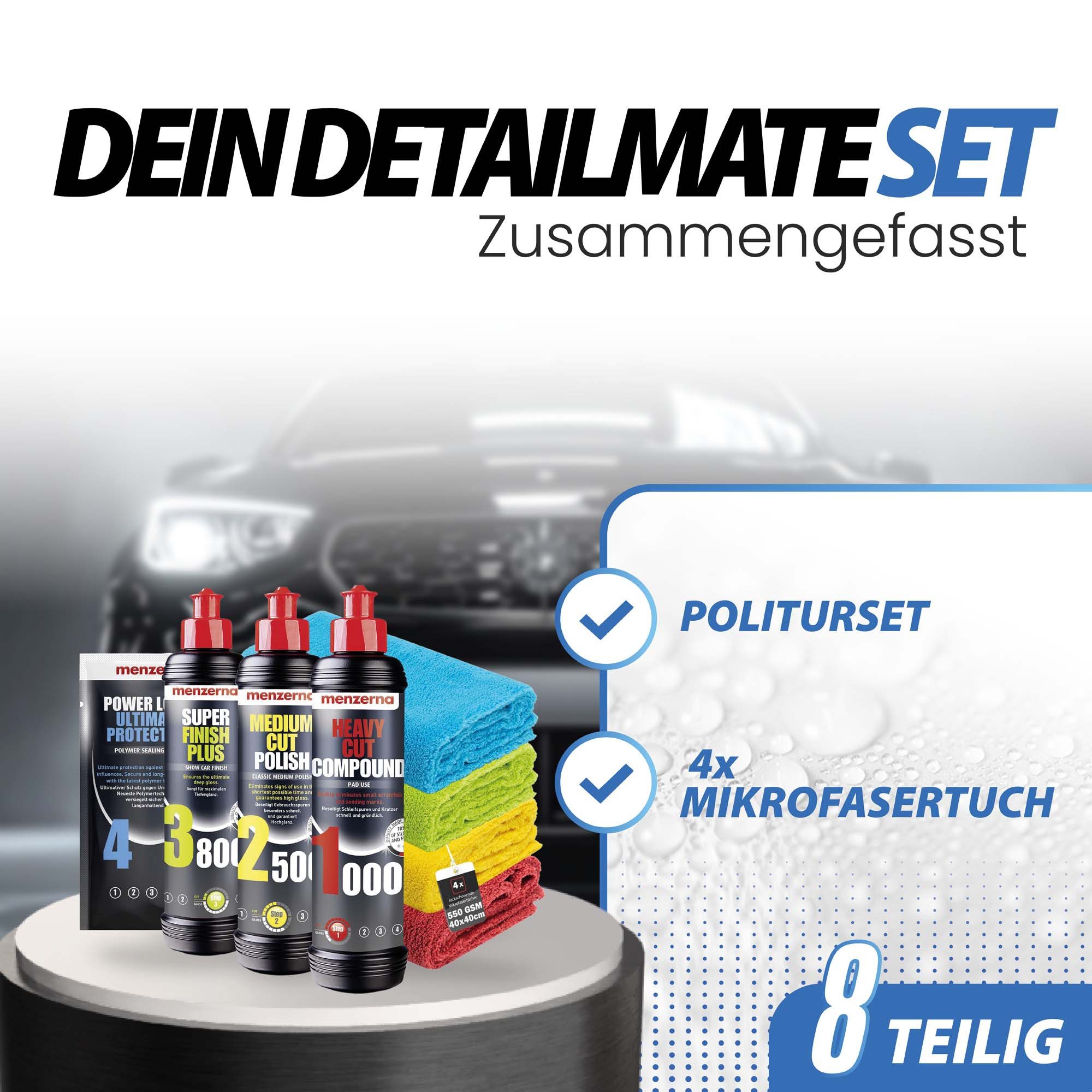 detailmate Menzerna Autopolitur Set - Ceramic Spray - Mikrofasertücher - Politur Autopolitur (Set, Autopolitur Set), Politur + Mikrofasertücher + Ceramic Spray
