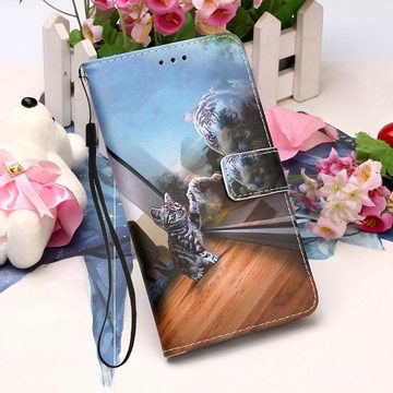 Wigento Handyhülle Für Samsung Galaxy S22 Ultra 5G Kunstleder Handy Tasche Book Motiv 2 Schutz Hülle Case Cover Etui Neu