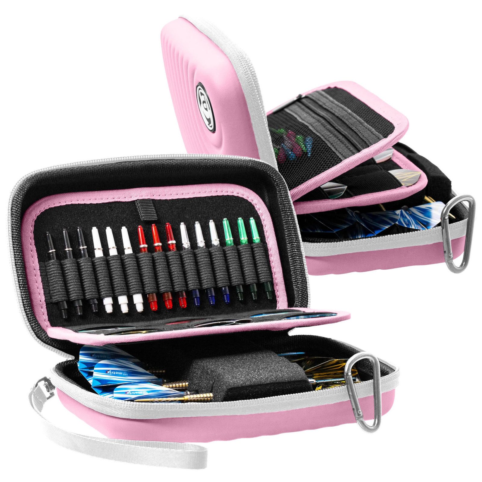 BULL'S Dartpfeil Bull's Darttasche Hardcase, Orbis XL, 190x110x50mm, Pink Rosa, 2 Innenfächer