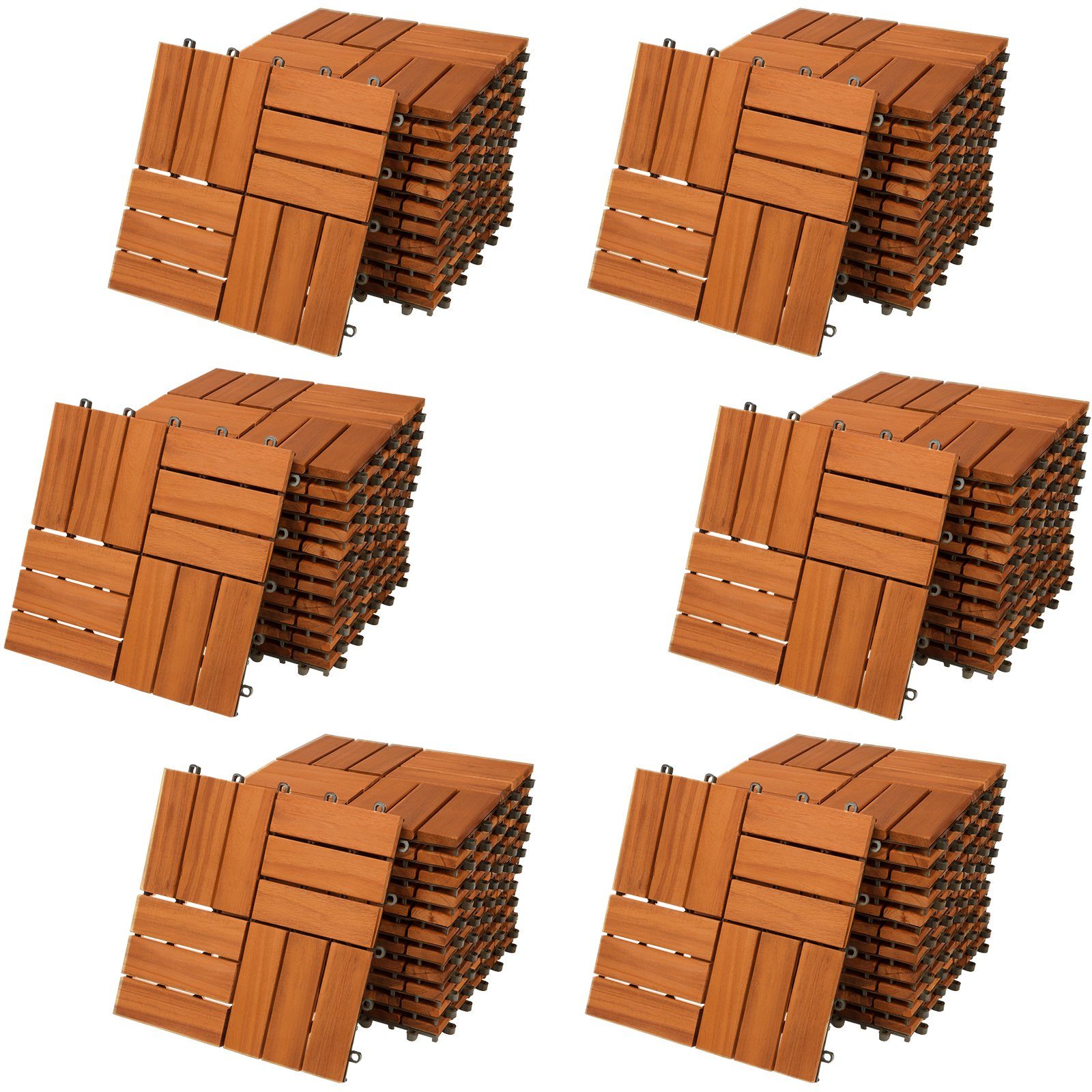 Casaria Holzfliesen 66x Akazie Mosaik, Terrassenfliesen günstig online kaufen
