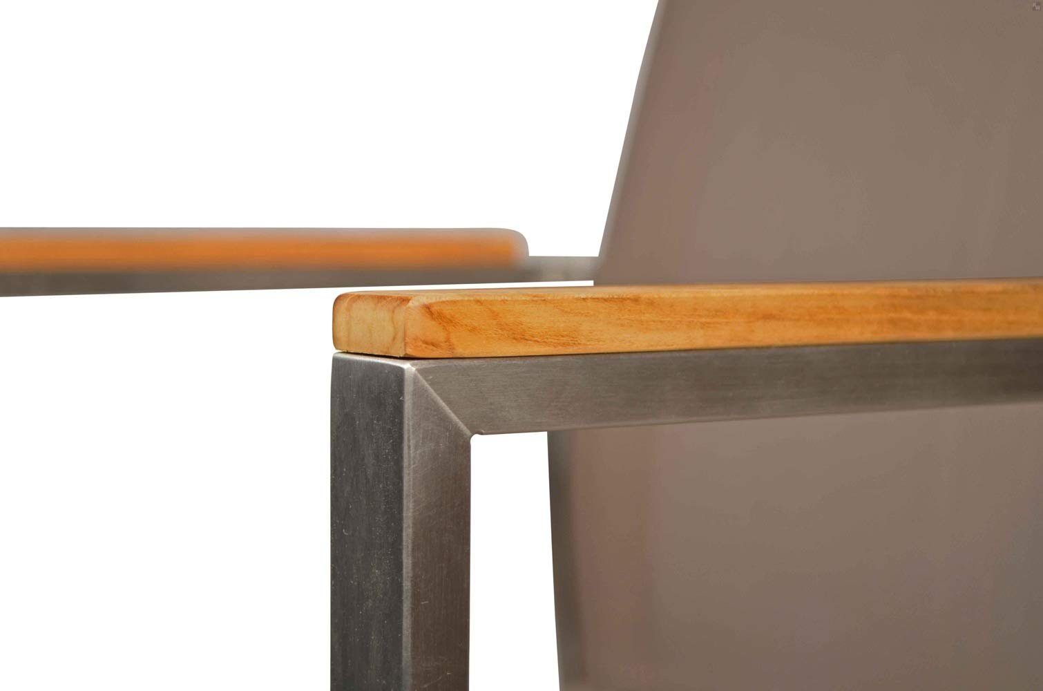 Kai Wiechmann Gartenstuhl Teak Edelstahl Stapelstuhl, moderner Edelstahl Stapelsessel, rostfreier und langlebiger Edelstahl Outdoor Stuhl