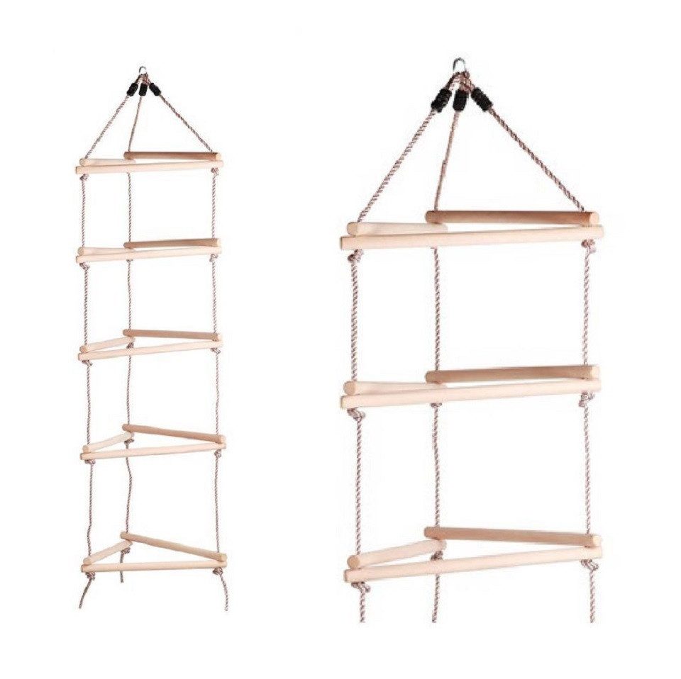 Gartenpirat Strickleiter mit 5 Ebenen 2 m mit Holzsprossen Strickleiter für Kinder