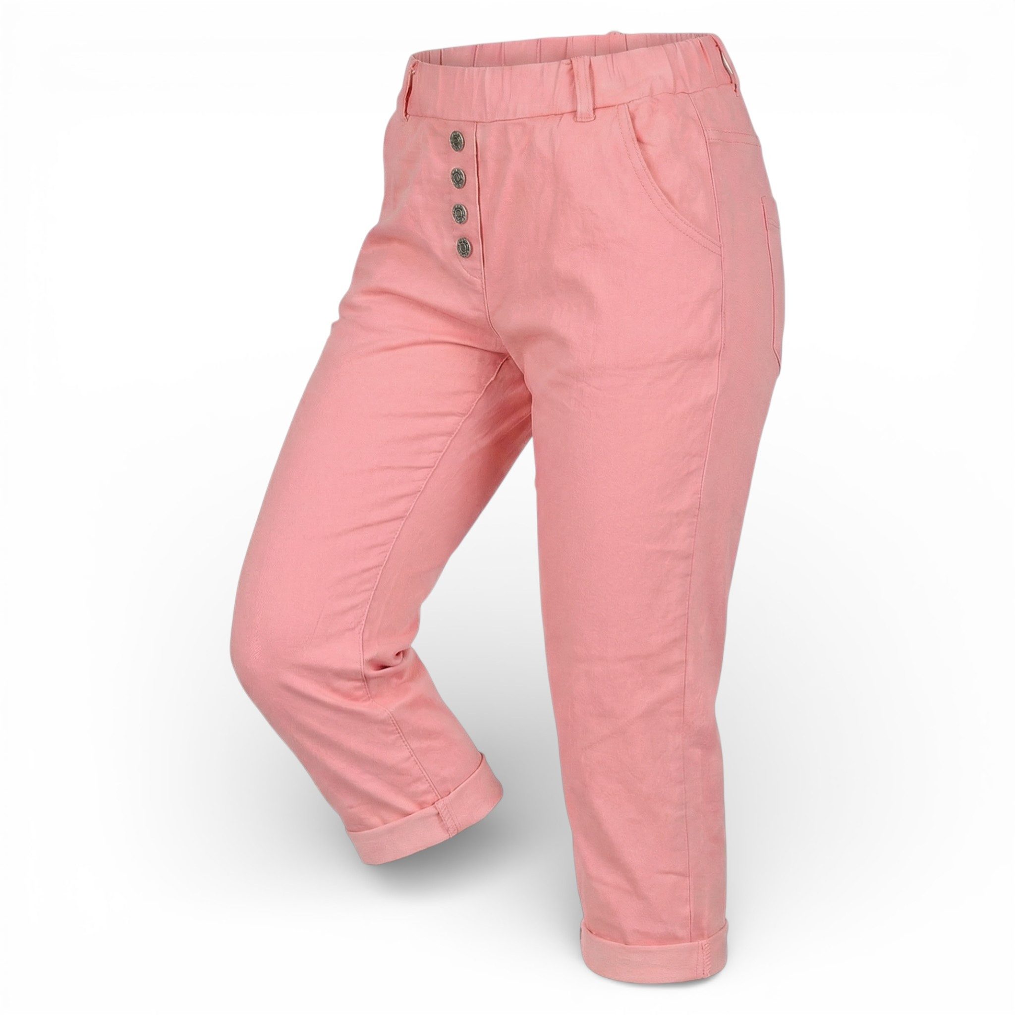 OriginalYou Caprihose Damen mit Stretch Knitterlook kurze Sommerhose mit Gummizug moderner Knitterlook, mit Gummizug und Gürtelschlaufen