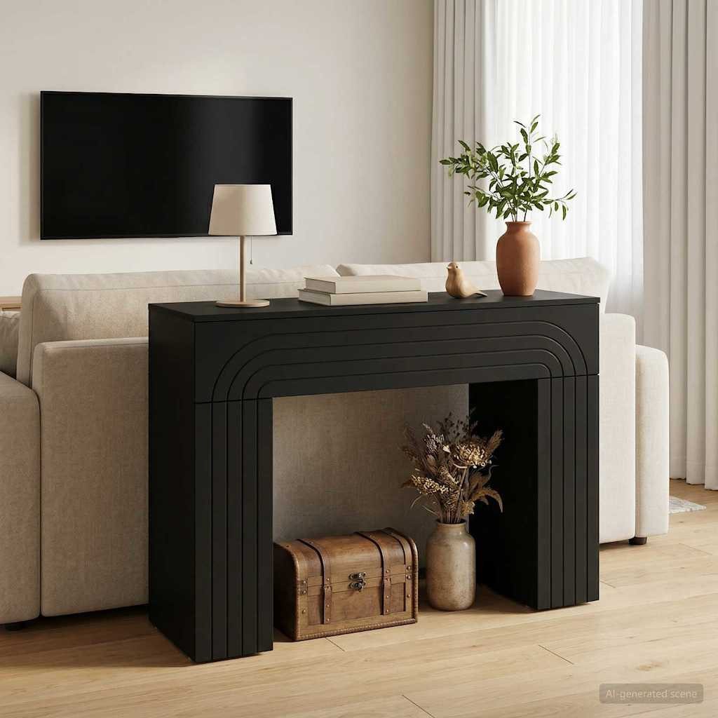 vidaXL Konsolentisch Couchtisch Schwarz 102 x 35 x 75 cm Holzwerkstoff (1-St) – Bild 4 von 5